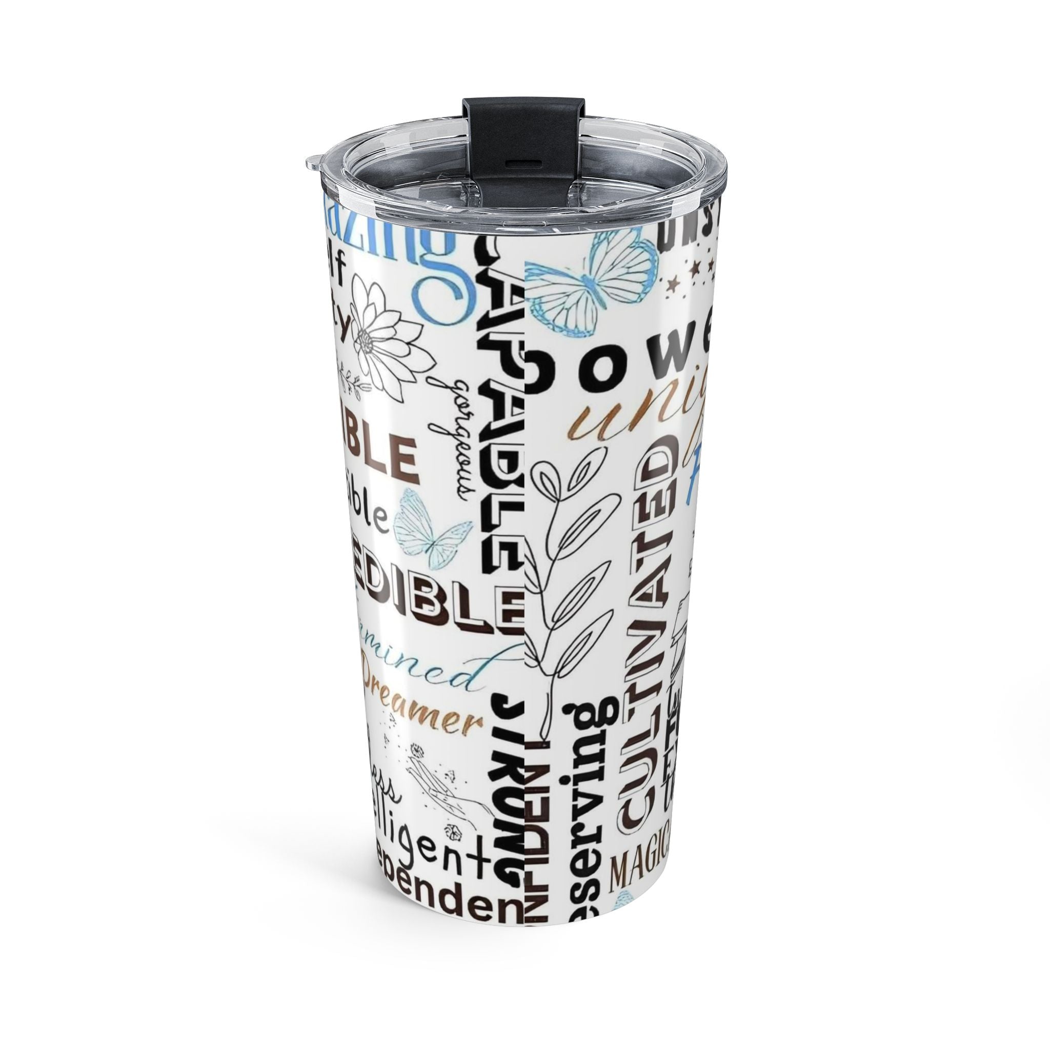 20oz Inspirational Afro Woman Tumbler — Love Yourself Motivational Travel Cup