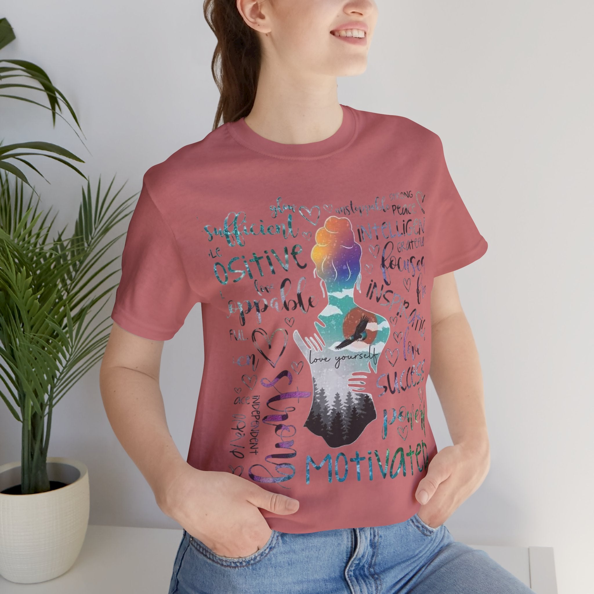 Inspirational Yoga Woman T-Shirt — Motivated Positive Words Graphic Tee