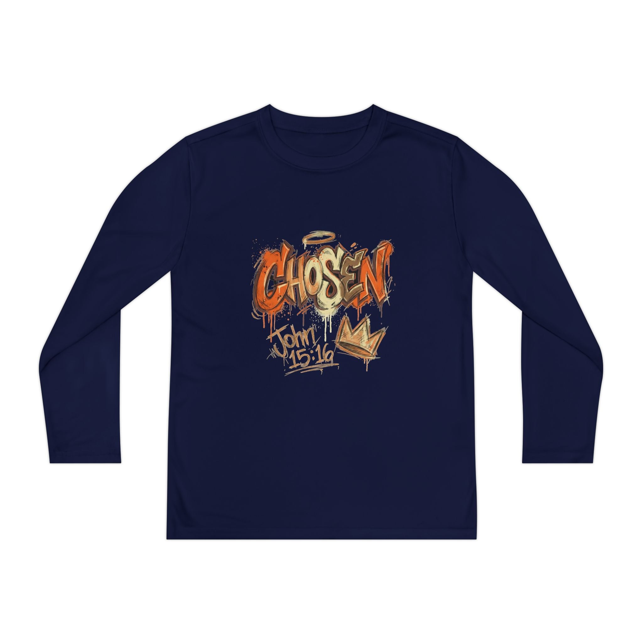 Youth Long Sleeve Tee — "Chosen" Graffiti Christian Shirt (John 15:16)