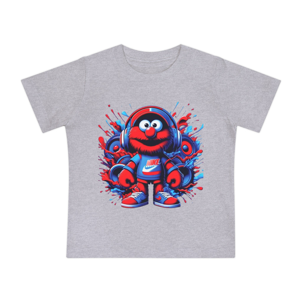 Baby T-Shirt — Cute Red Fuzzy Character DJ Graphic Tee for Infants