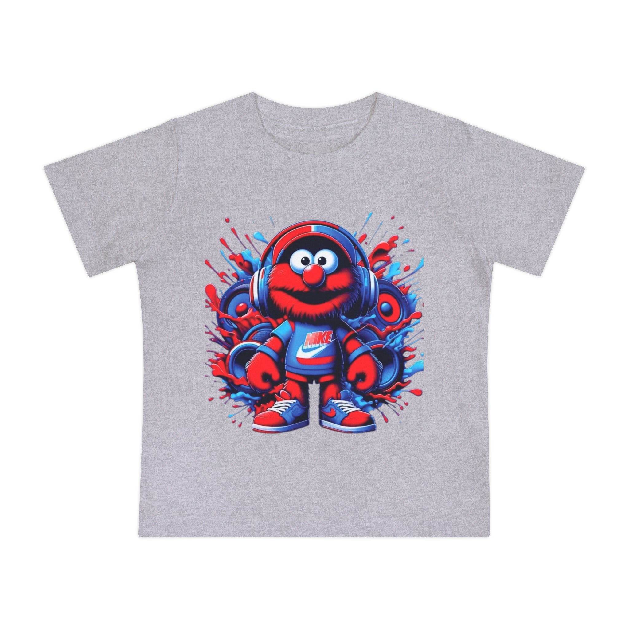 Baby T-Shirt — Cute Red Fuzzy Character DJ Graphic Tee for Infants