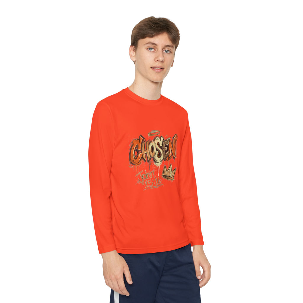 Youth Long Sleeve Tee — "Chosen" Graffiti Christian Shirt (John 15:16)