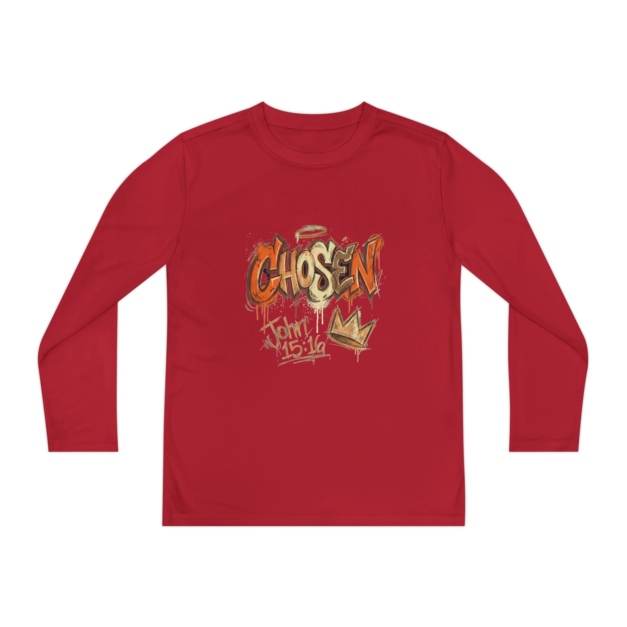 Youth Long Sleeve Tee — "Chosen" Graffiti Christian Shirt (John 15:16)