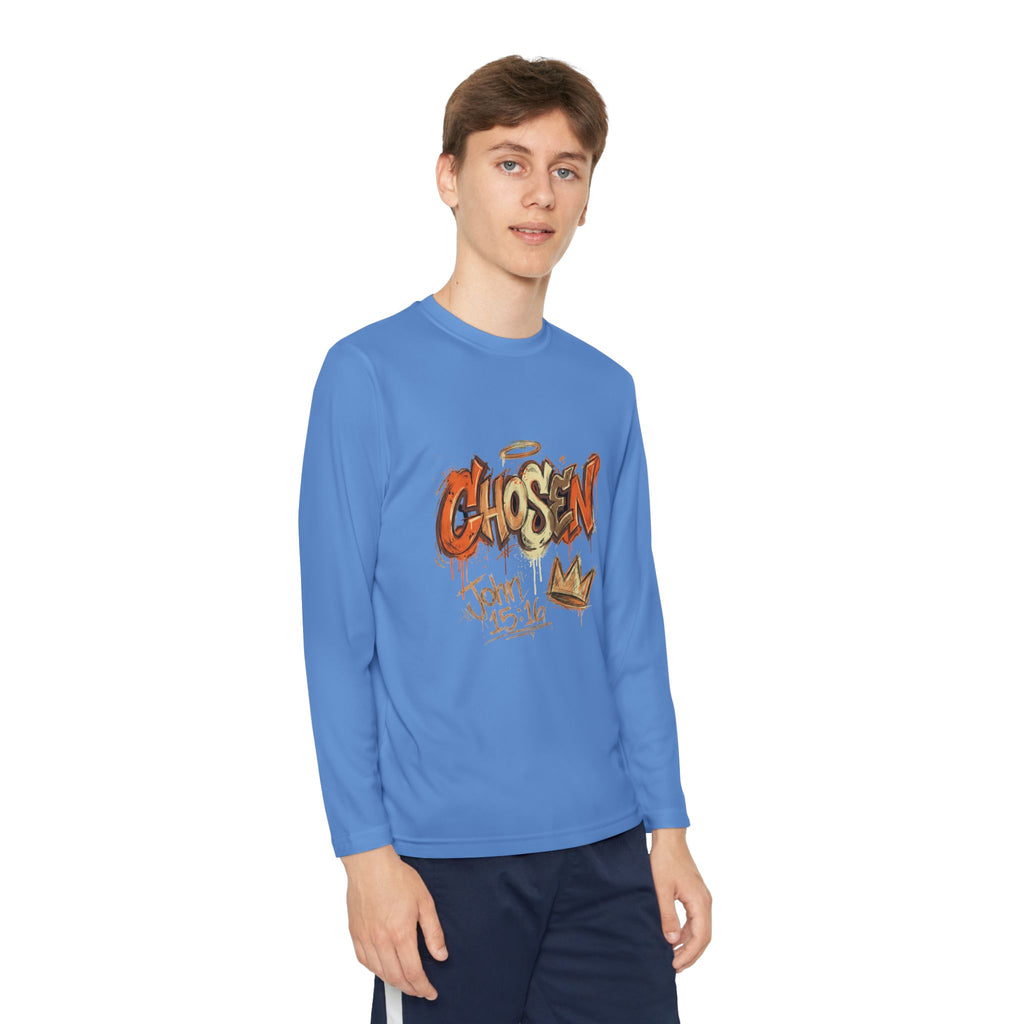 Youth Long Sleeve Tee — "Chosen" Graffiti Christian Shirt (John 15:16)
