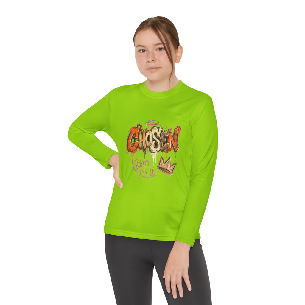 Youth Long Sleeve Tee — "Chosen" Graffiti Christian Shirt (John 15:16)
