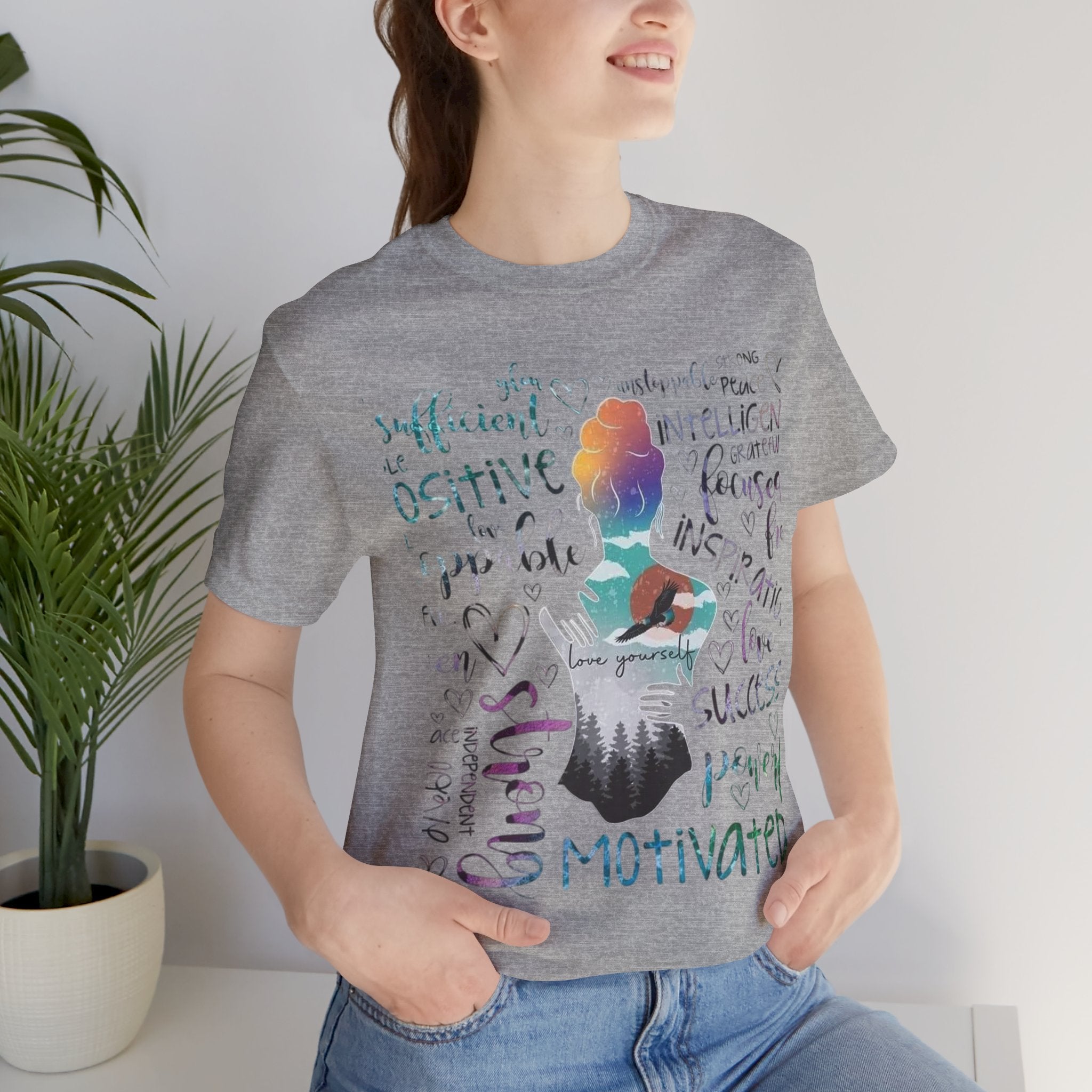 Inspirational Yoga Woman T-Shirt — Motivated Positive Words Graphic Tee