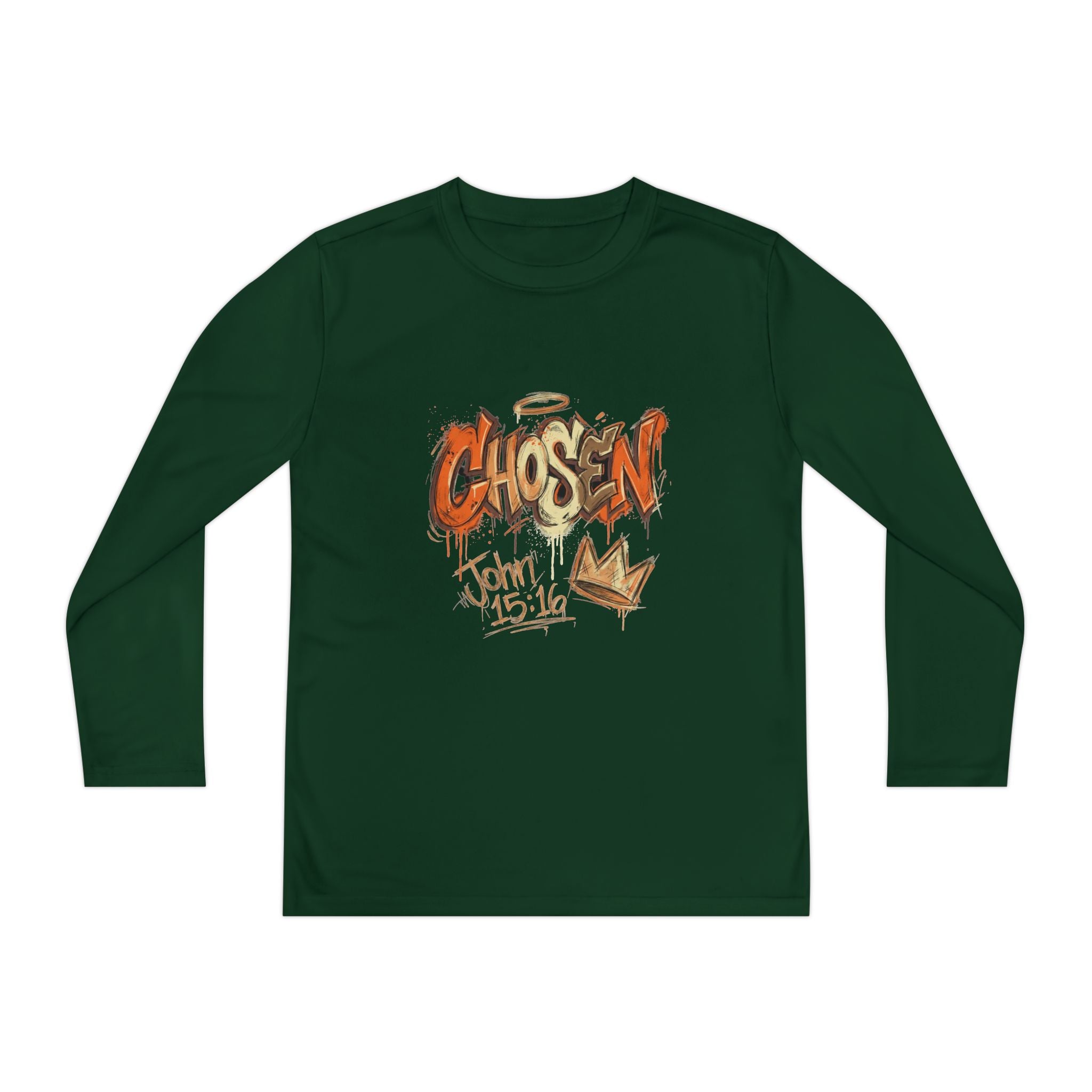 Youth Long Sleeve Tee — "Chosen" Graffiti Christian Shirt (John 15:16)