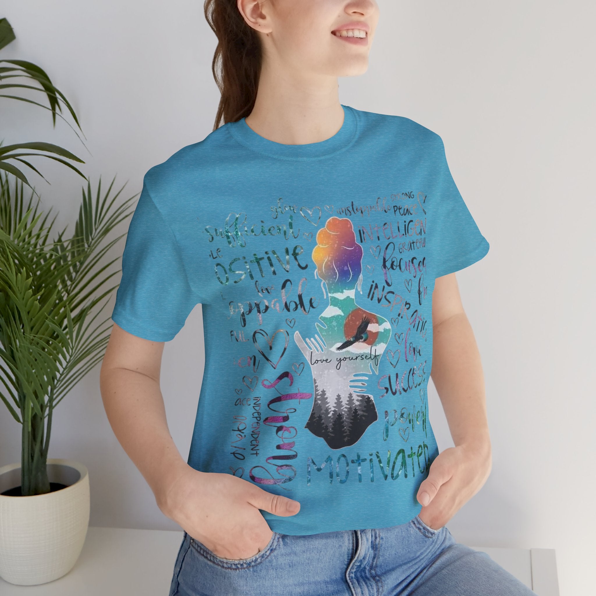 Inspirational Yoga Woman T-Shirt — Motivated Positive Words Graphic Tee