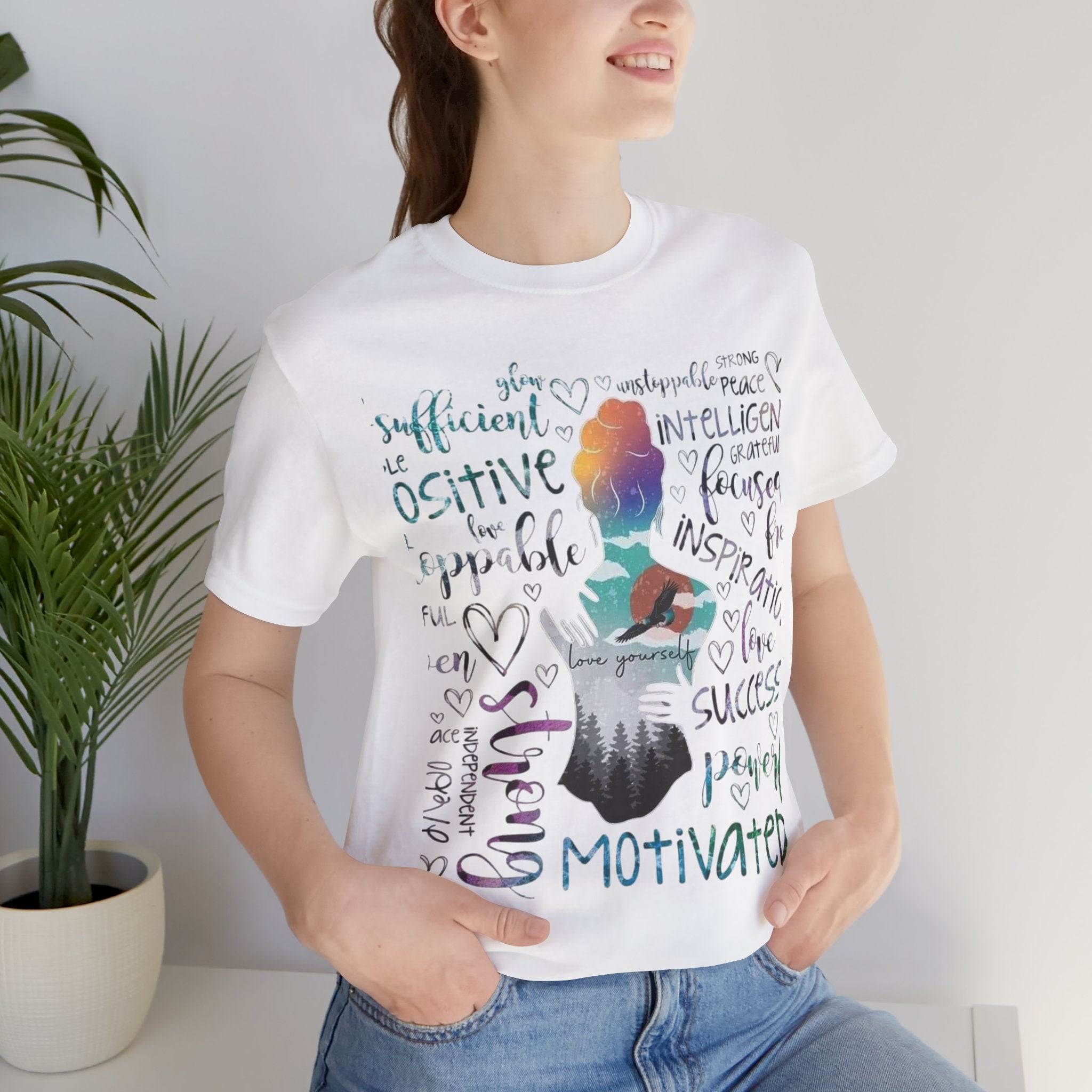 Inspirational Yoga Woman T-Shirt — Motivated Positive Words Graphic Tee