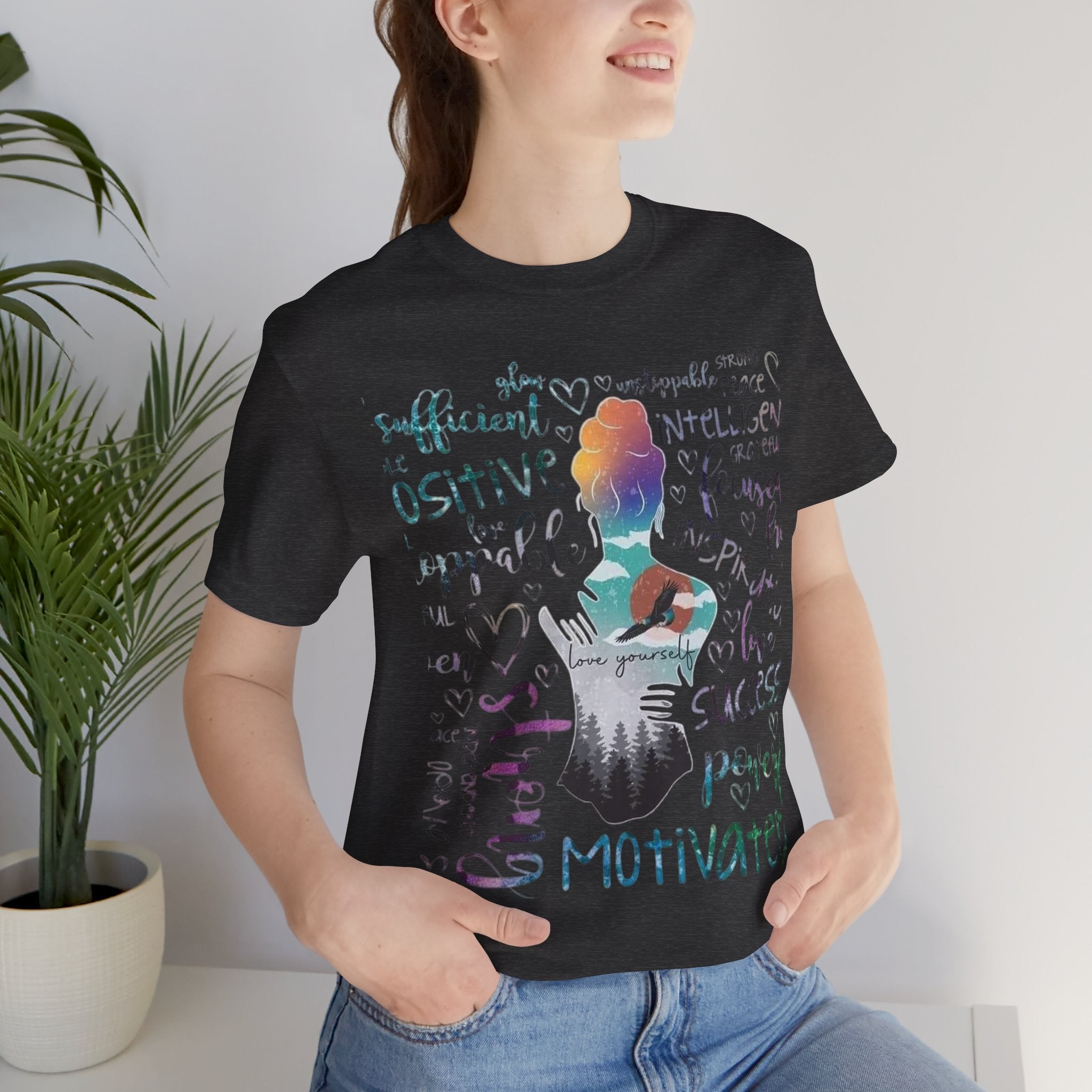 Inspirational Yoga Woman T-Shirt — Motivated Positive Words Graphic Tee
