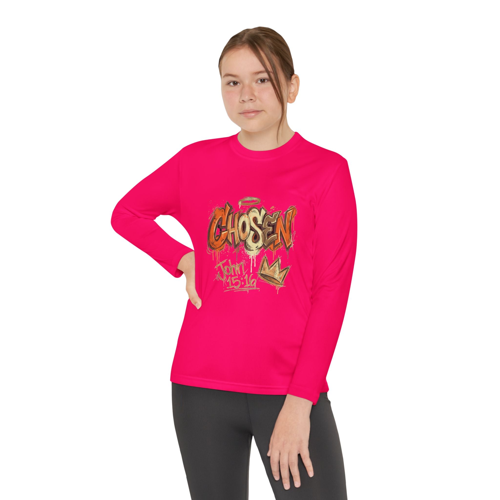 Youth Long Sleeve Tee — "Chosen" Graffiti Christian Shirt (John 15:16)