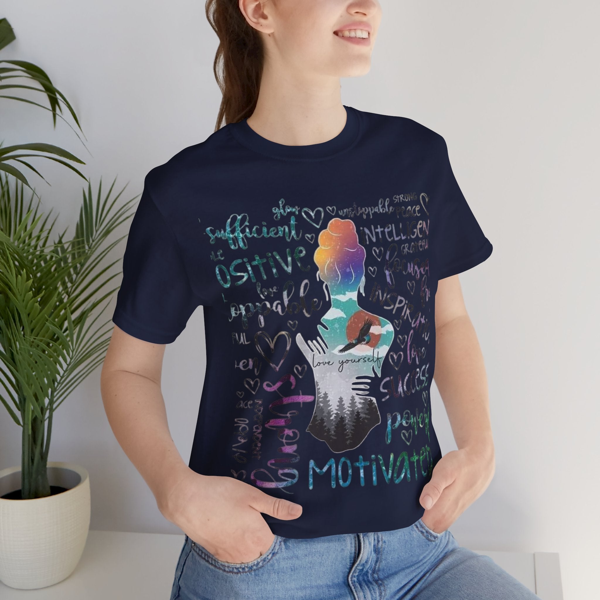Inspirational Yoga Woman T-Shirt — Motivated Positive Words Graphic Tee