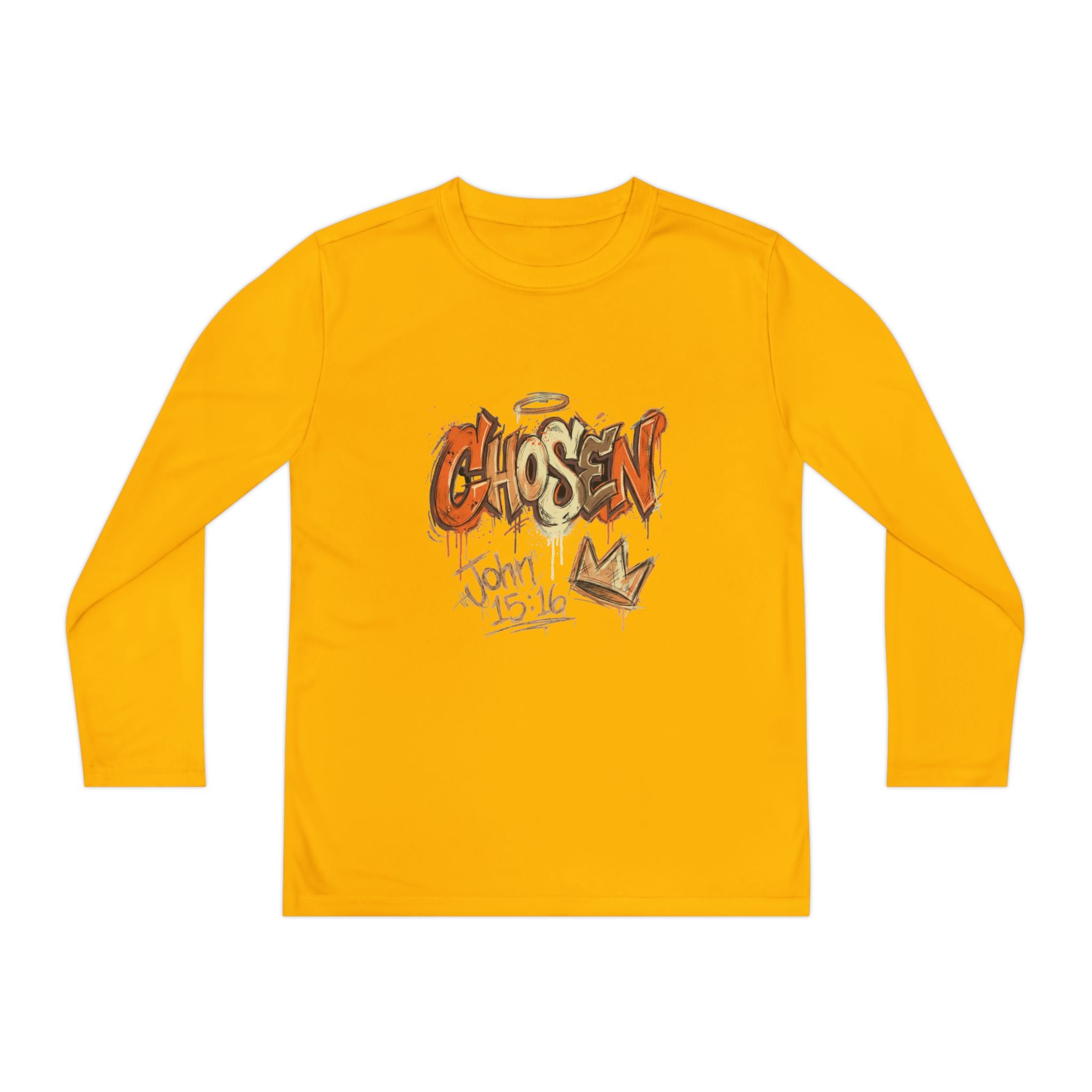 Youth Long Sleeve Tee — "Chosen" Graffiti Christian Shirt (John 15:16)