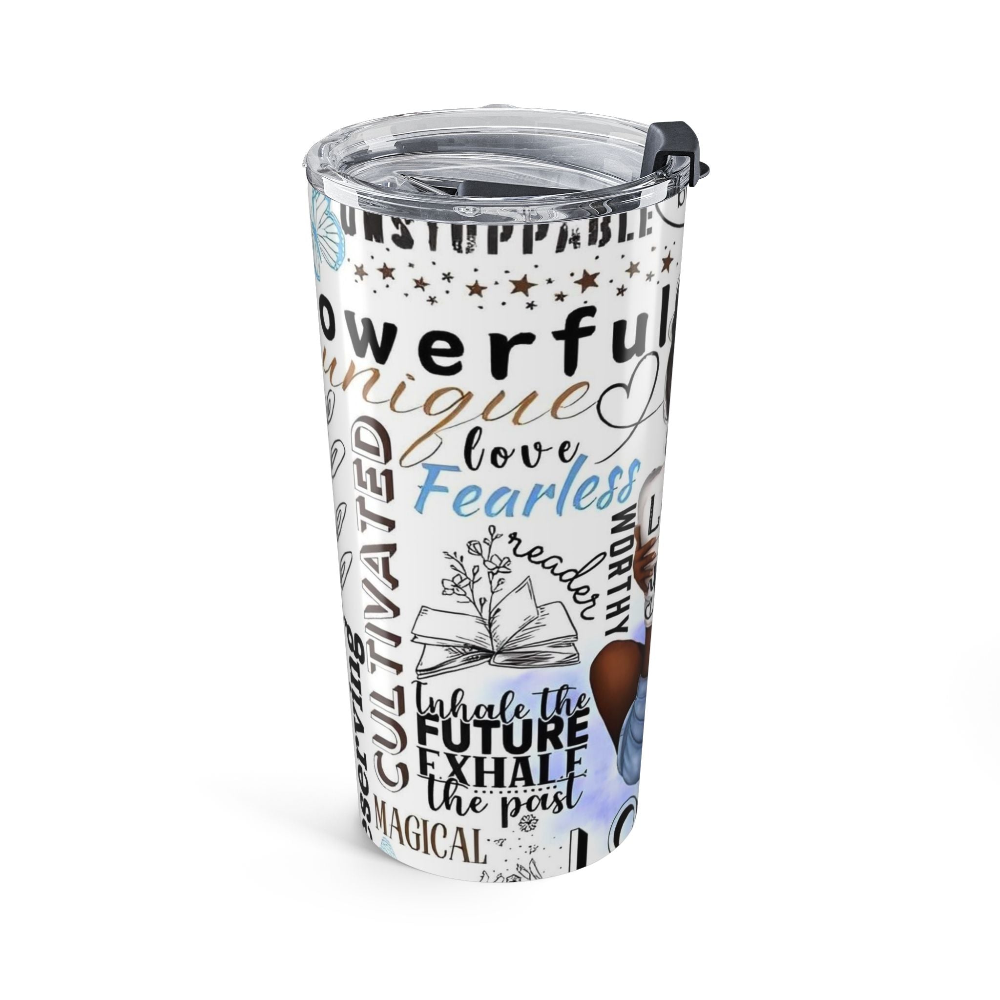 20oz Inspirational Afro Woman Tumbler — Love Yourself Motivational Travel Cup