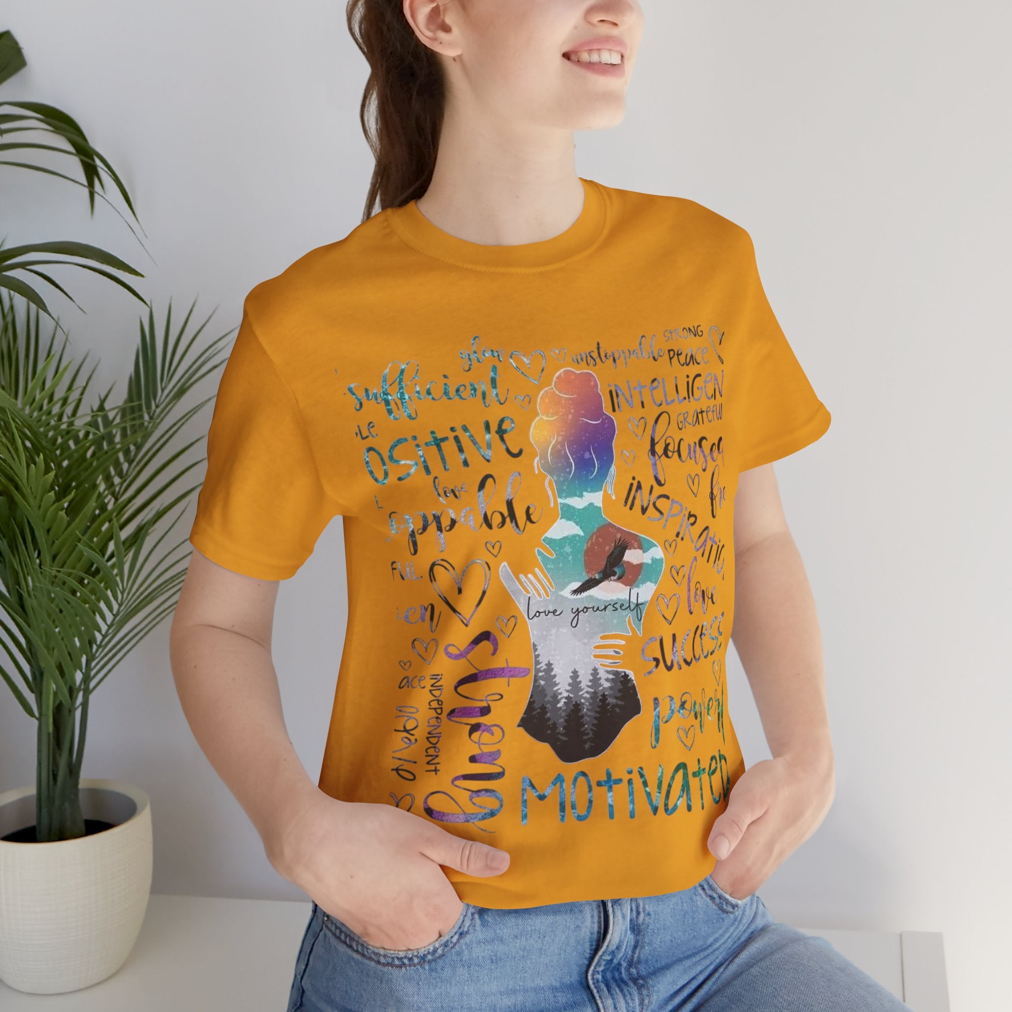 Inspirational Yoga Woman T-Shirt — Motivated Positive Words Graphic Tee