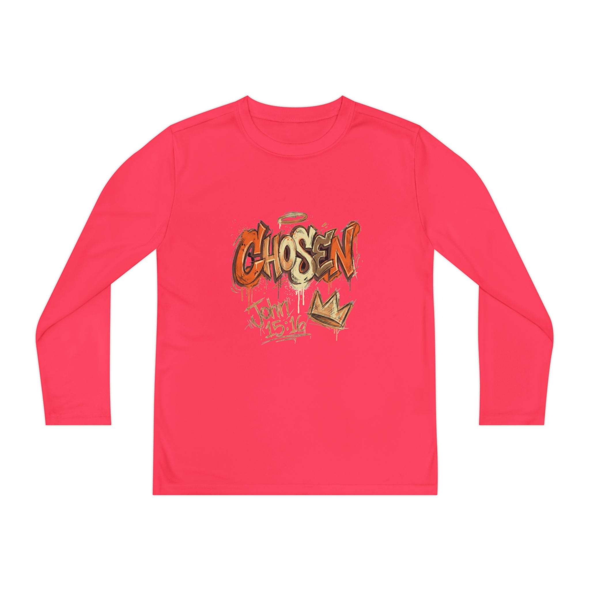 Youth Long Sleeve Tee — "Chosen" Graffiti Christian Shirt (John 15:16)