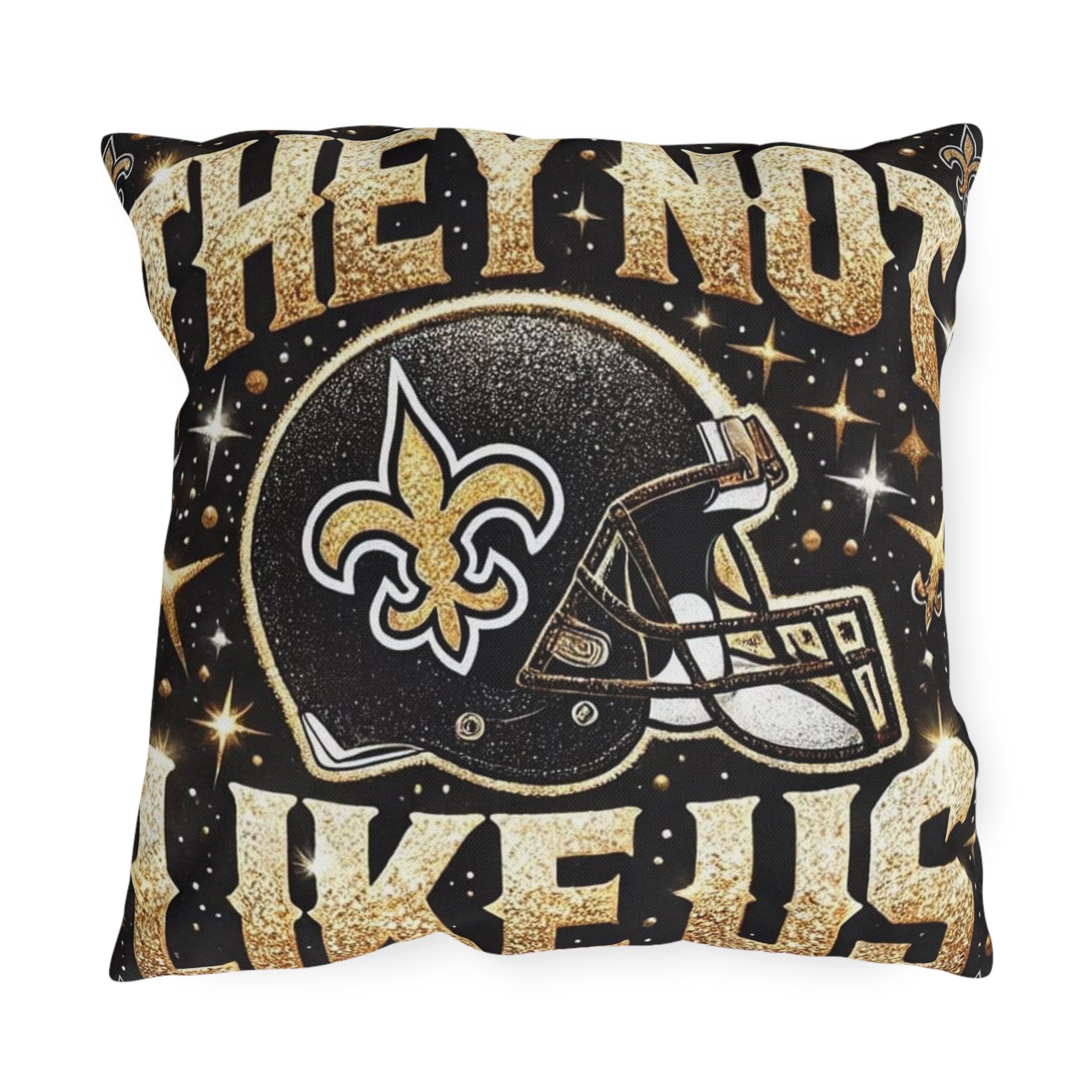 New Orleans Saints Decorative Outdoor Pillow — "They're Not Like Us" Football Helmet Design