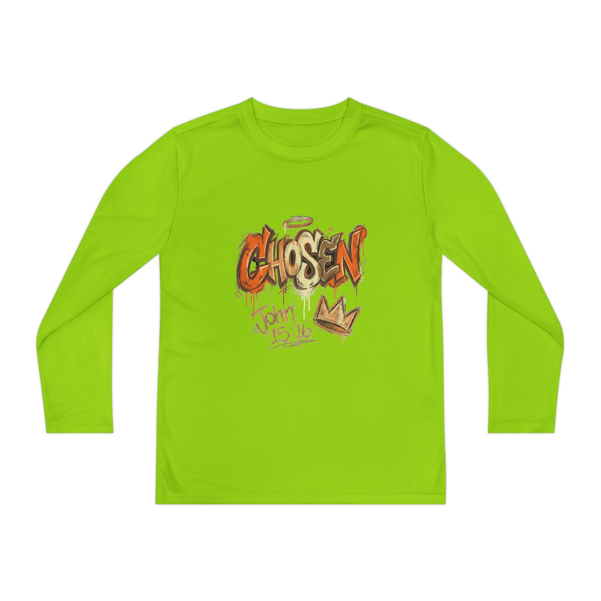 Youth Long Sleeve Tee — "Chosen" Graffiti Christian Shirt (John 15:16)