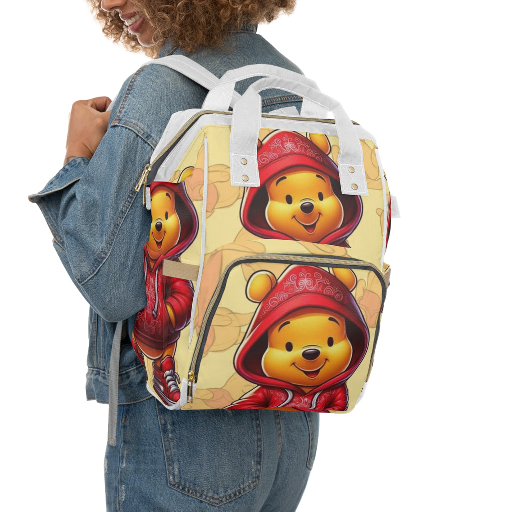 Winnie Hoodie Diaper Backpack – Cute Cartoon Baby Bag for Moms & Dads