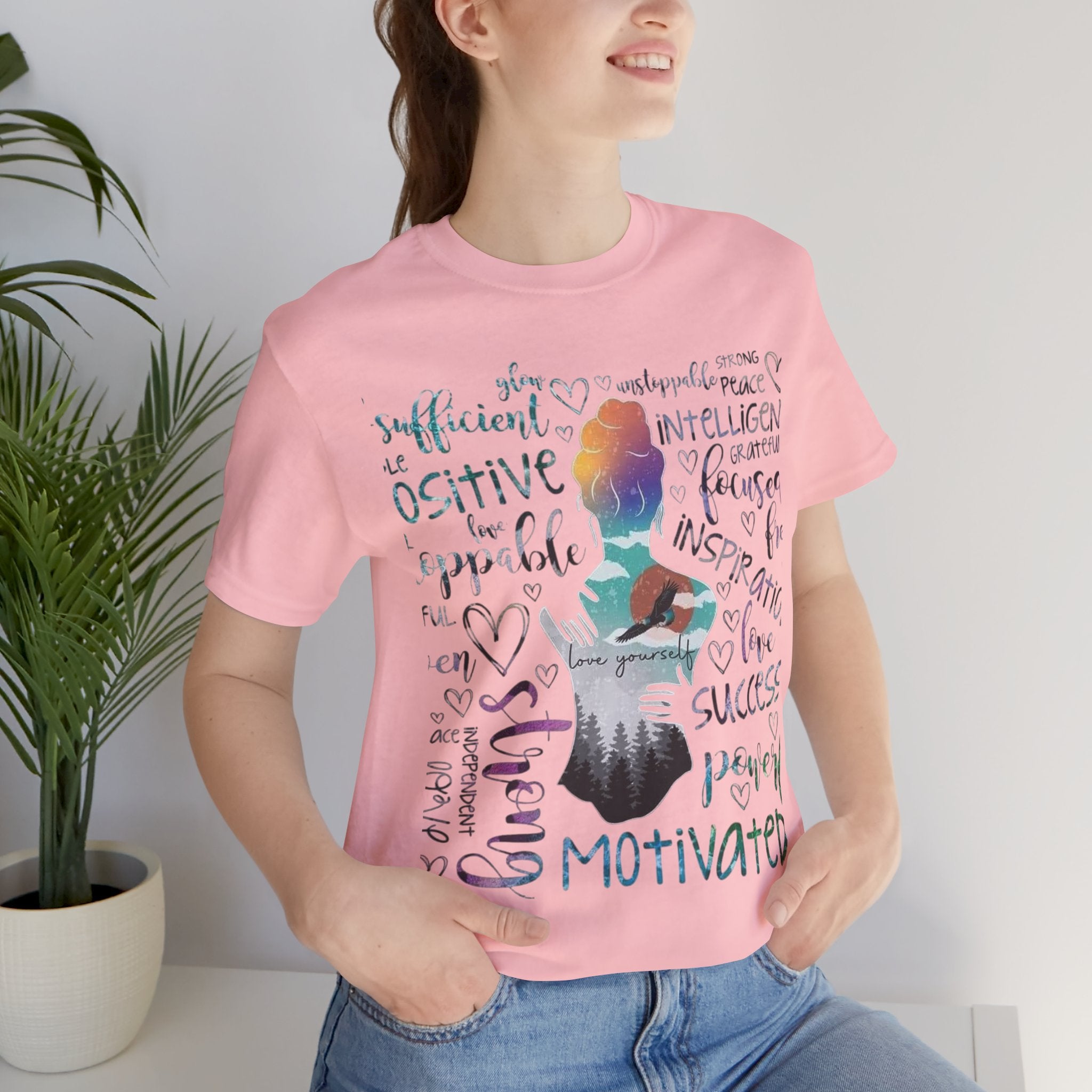 Inspirational Yoga Woman T-Shirt — Motivated Positive Words Graphic Tee