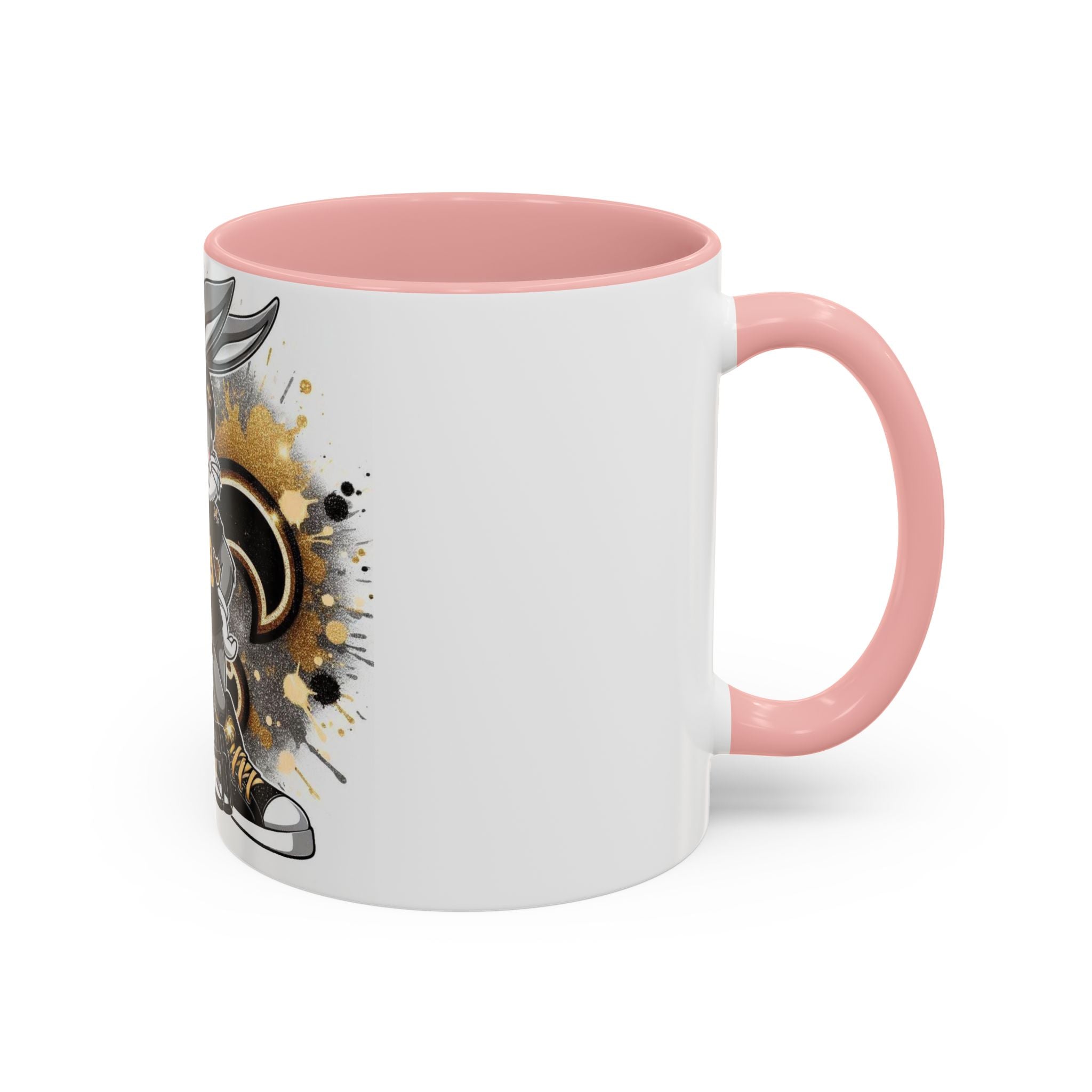 Football Bunny Fan Coffee Mug — Black & Gold Accent 11/15oz