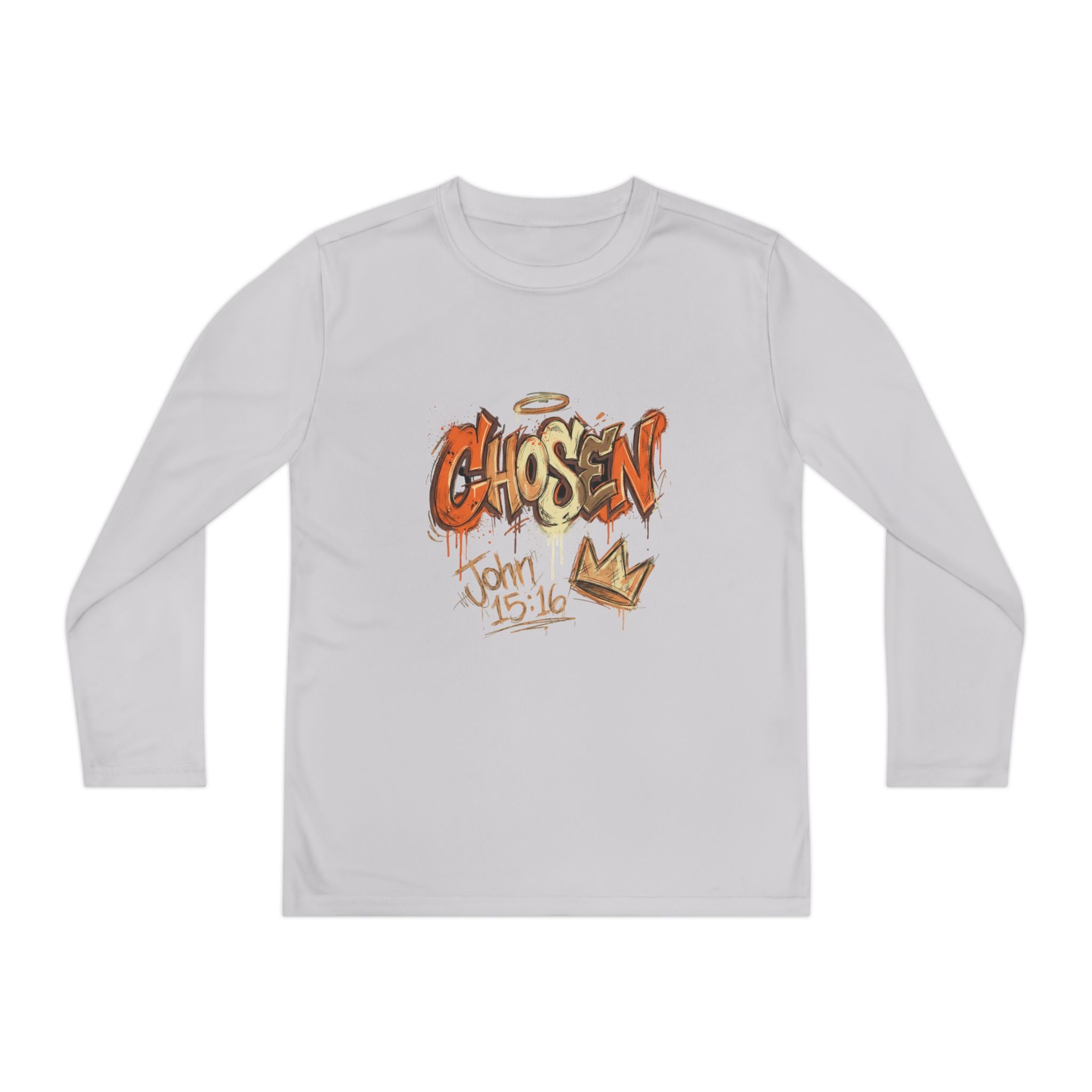 Youth Long Sleeve Tee — "Chosen" Graffiti Christian Shirt (John 15:16)
