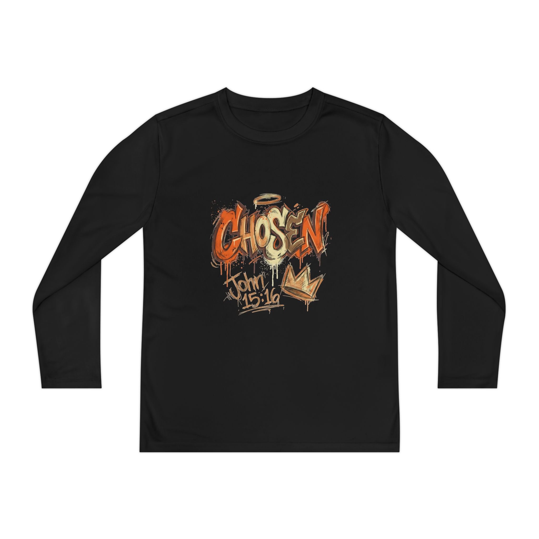 Youth Long Sleeve Tee — "Chosen" Graffiti Christian Shirt (John 15:16)
