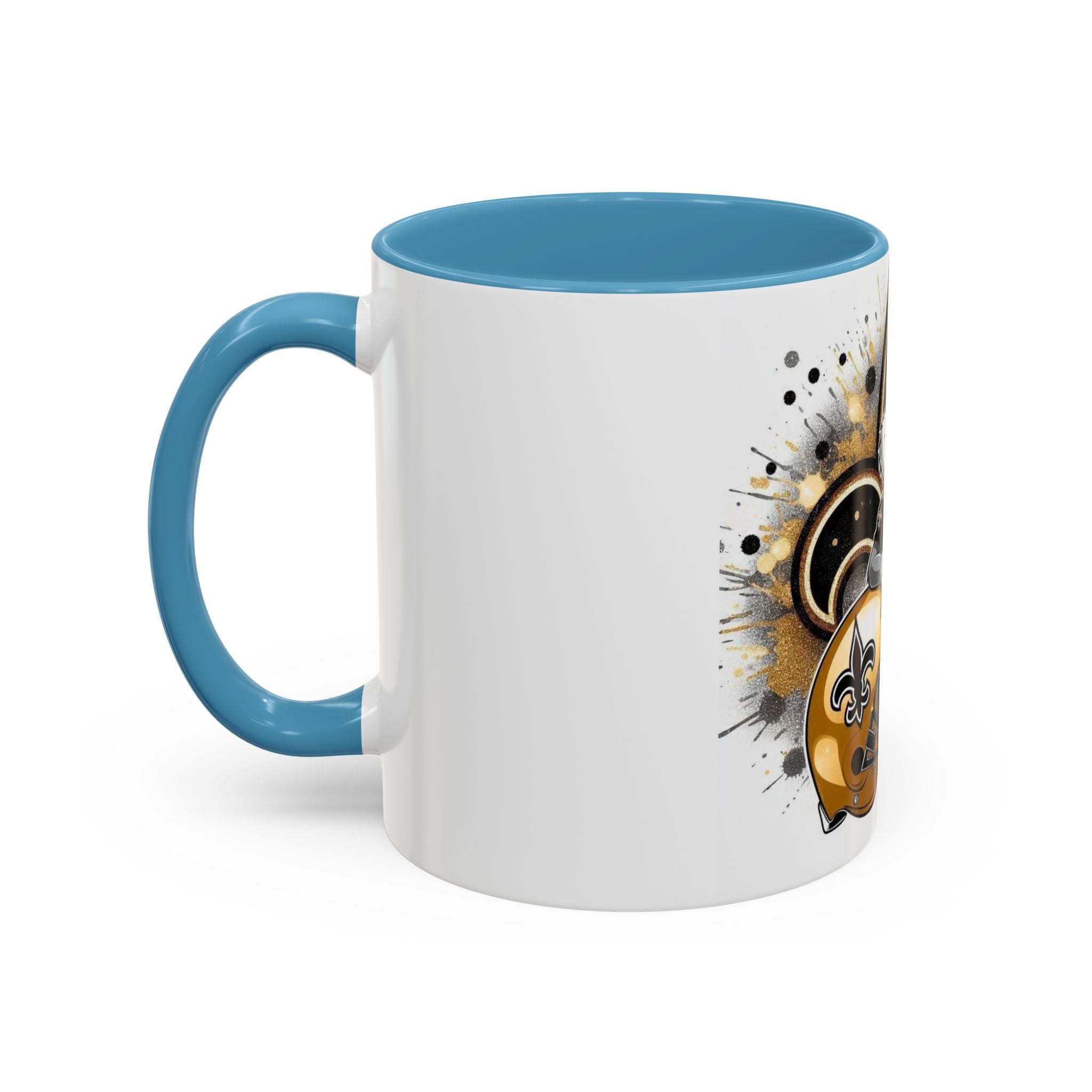 Football Bunny Fan Coffee Mug — Black & Gold Accent 11/15oz