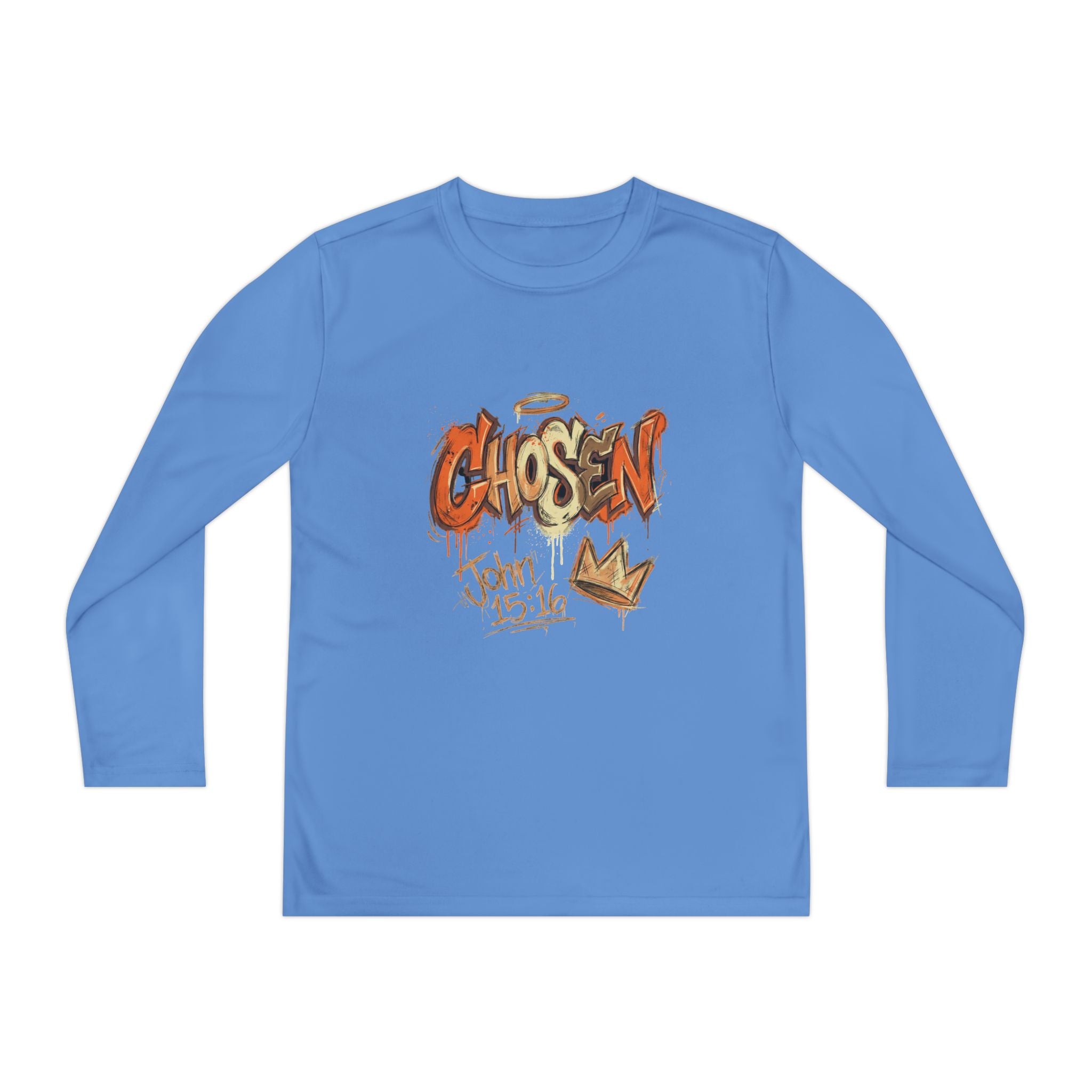 Youth Long Sleeve Tee — "Chosen" Graffiti Christian Shirt (John 15:16)