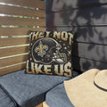 New Orleans Saints Decorative Outdoor Pillow — "They're Not Like Us" Football Helmet Design
