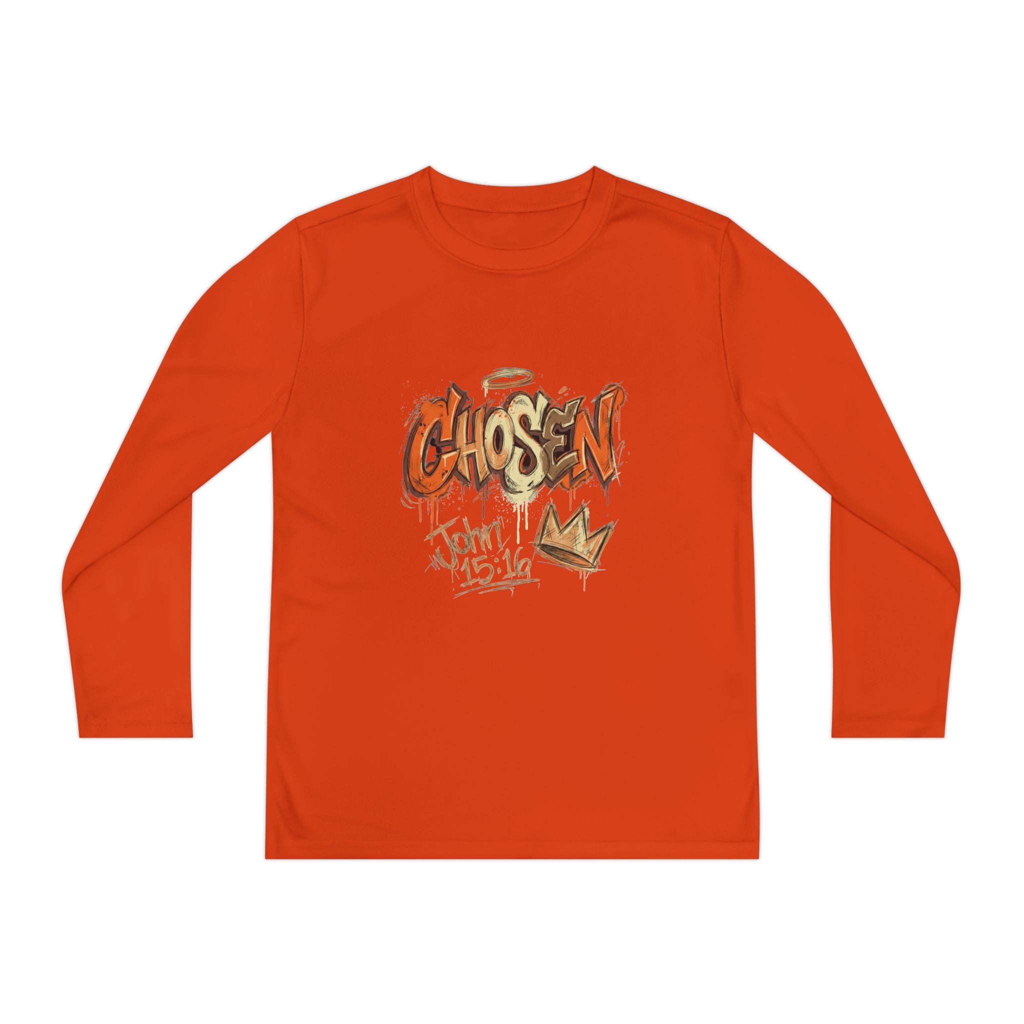 Youth Long Sleeve Tee — "Chosen" Graffiti Christian Shirt (John 15:16)