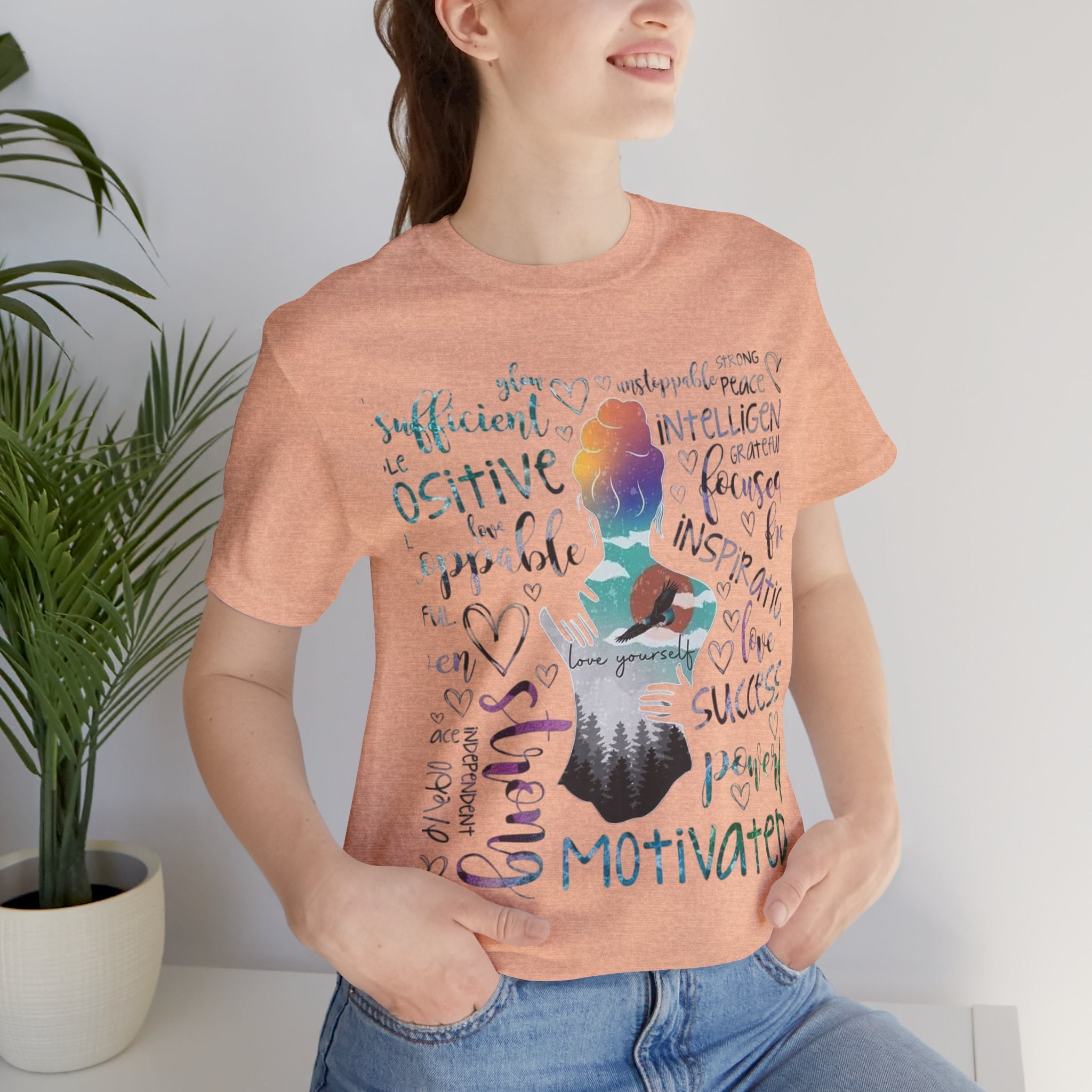 Inspirational Yoga Woman T-Shirt — Motivated Positive Words Graphic Tee