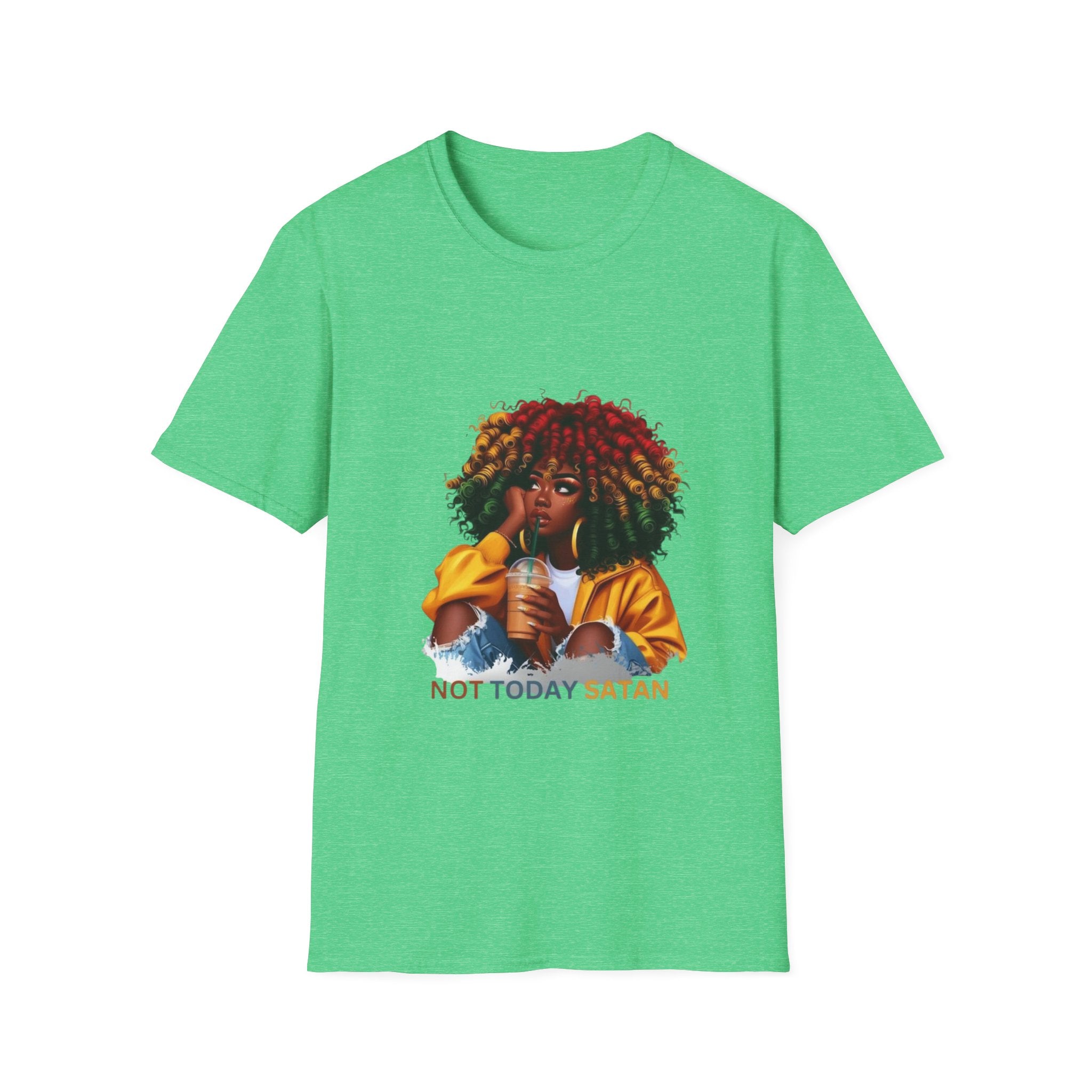 Not Today Satan graphic T-Shirt | Black Girl Magic afro illustration