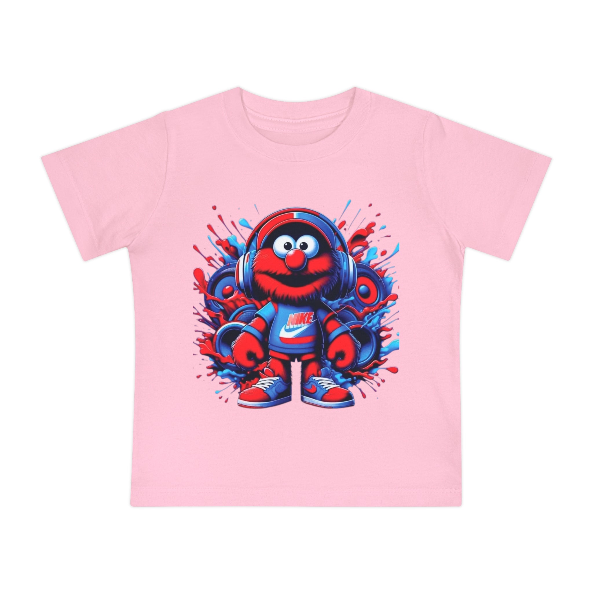 Baby T-Shirt — Cute Red Fuzzy Character DJ Graphic Tee for Infants