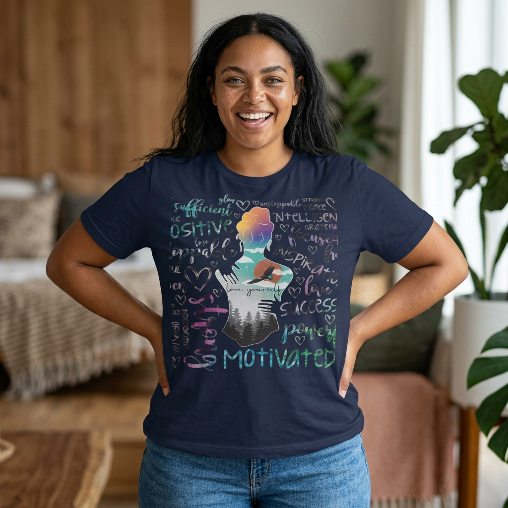 Inspirational Yoga Woman T-Shirt — Motivated Positive Words Graphic Tee