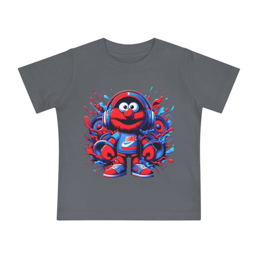 Baby T-Shirt — Cute Red Fuzzy Character DJ Graphic Tee for Infants