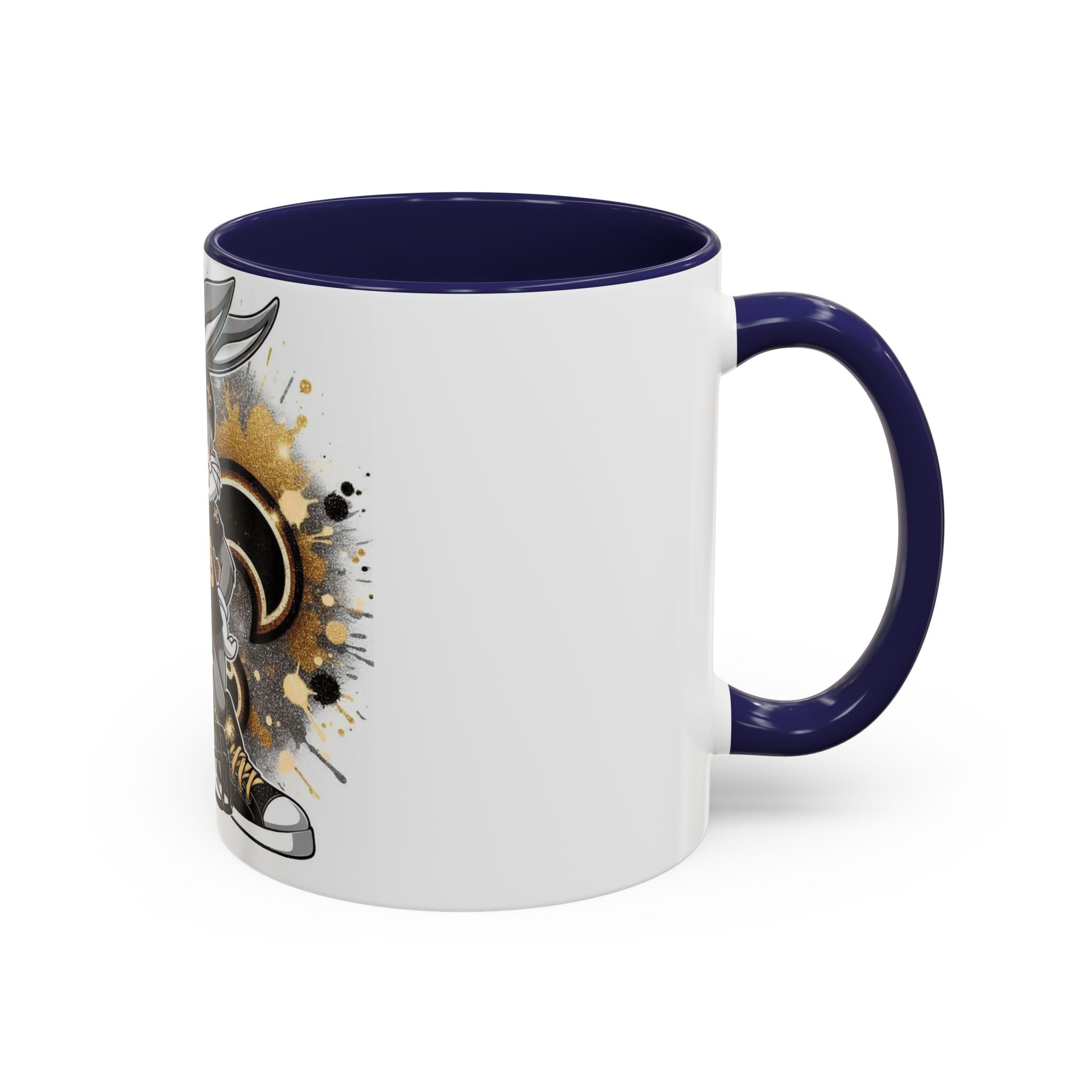 Football Bunny Fan Coffee Mug — Black & Gold Accent 11/15oz