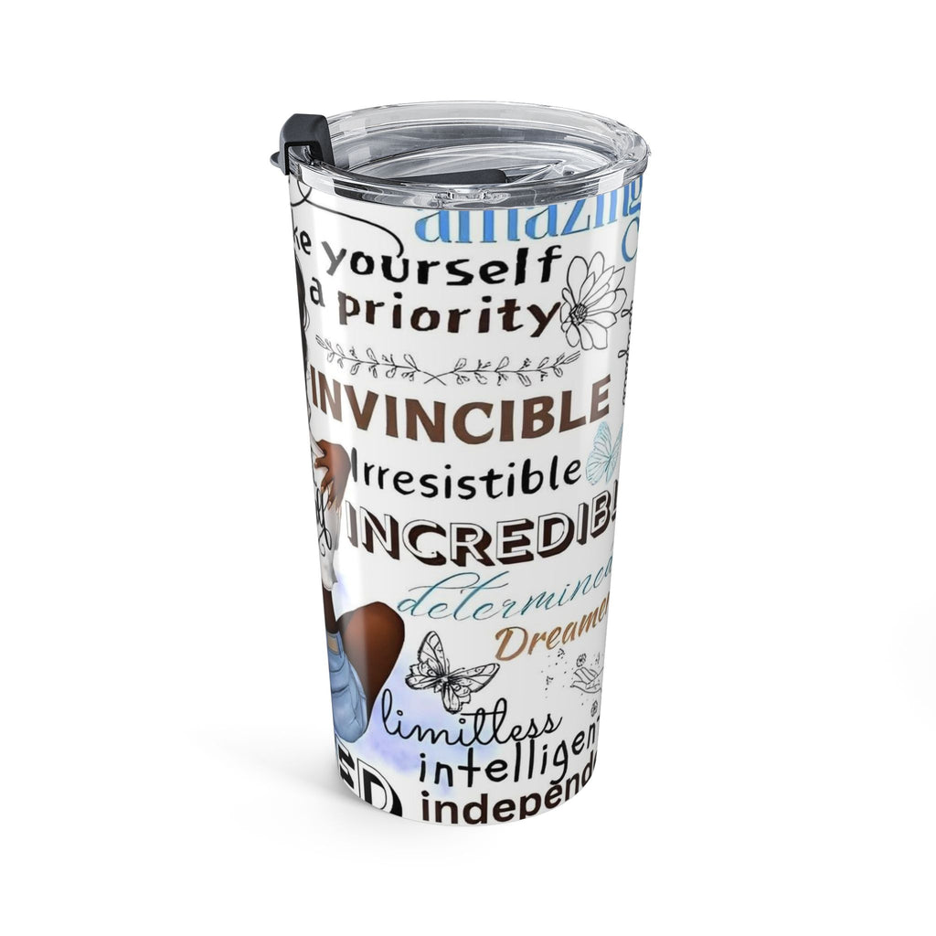 20oz Inspirational Afro Woman Tumbler — Love Yourself Motivational Travel Cup