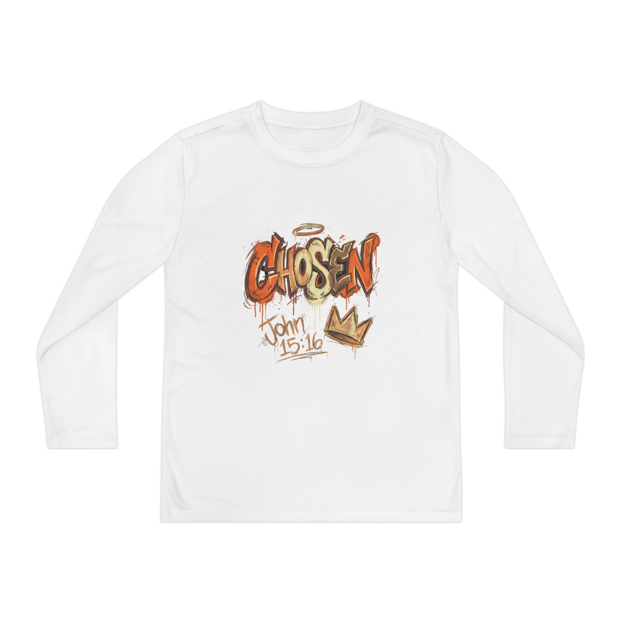 Youth Long Sleeve Tee — "Chosen" Graffiti Christian Shirt (John 15:16)