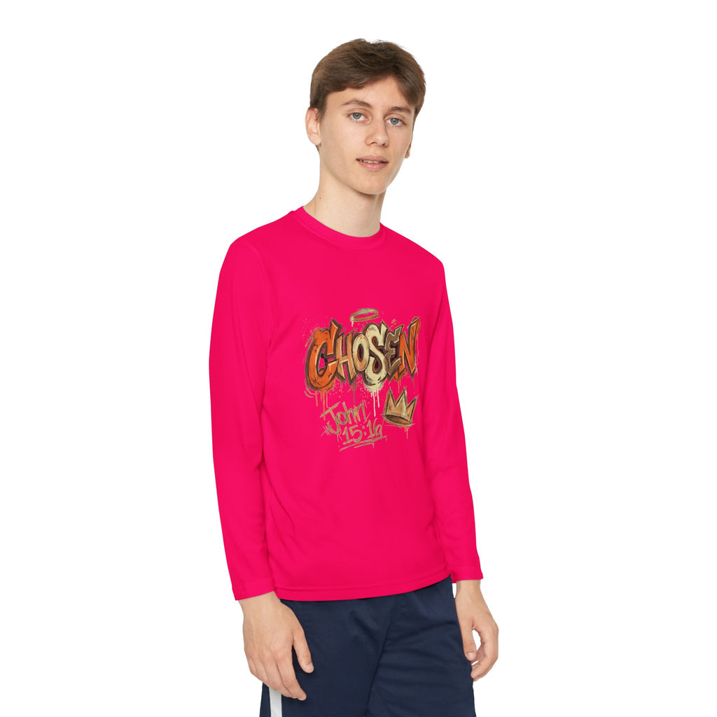 Youth Long Sleeve Tee — "Chosen" Graffiti Christian Shirt (John 15:16)