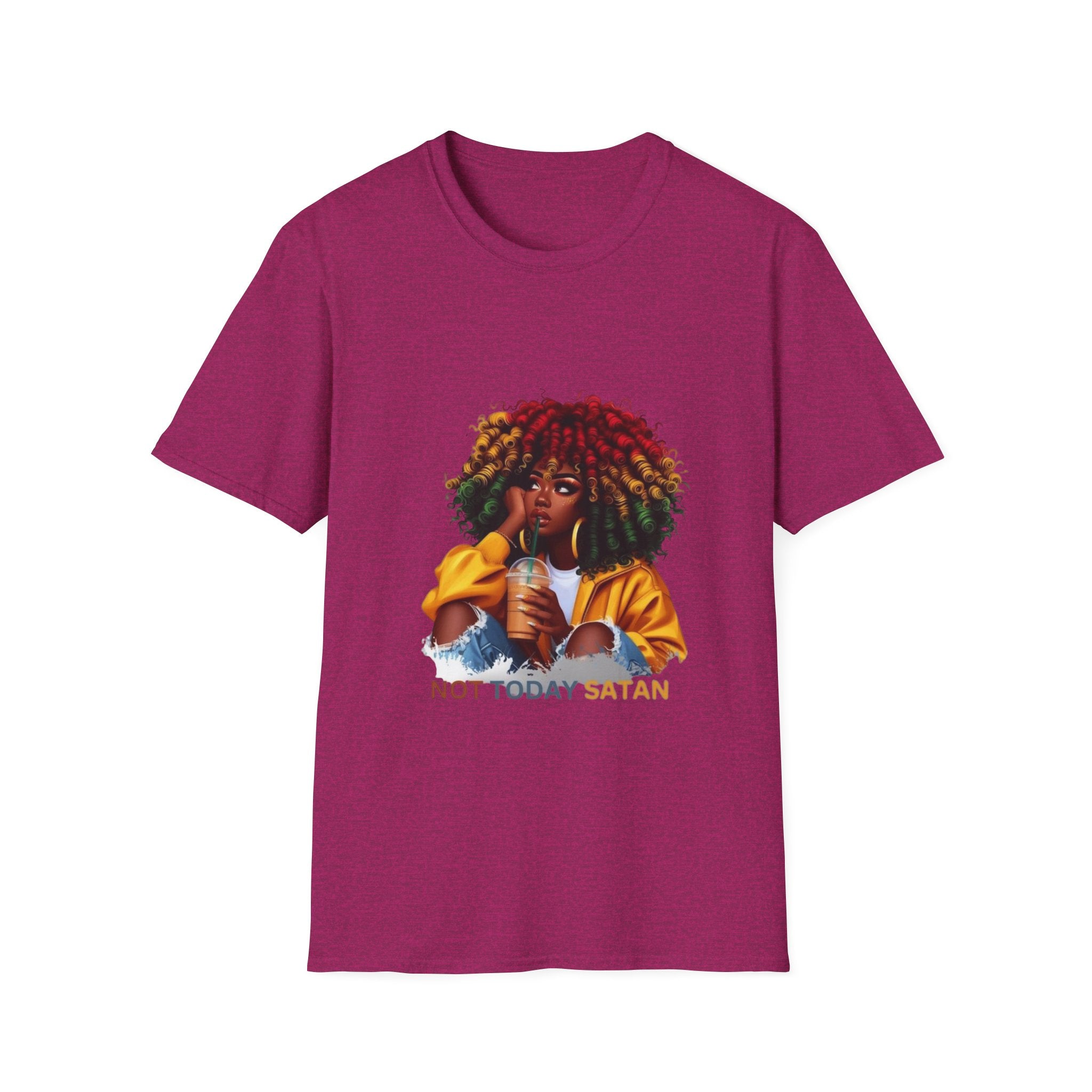 Not Today Satan graphic T-Shirt | Black Girl Magic afro illustration