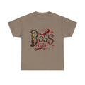 Boss Lady graphic Tee | Leopard print script, red stiletto, lips