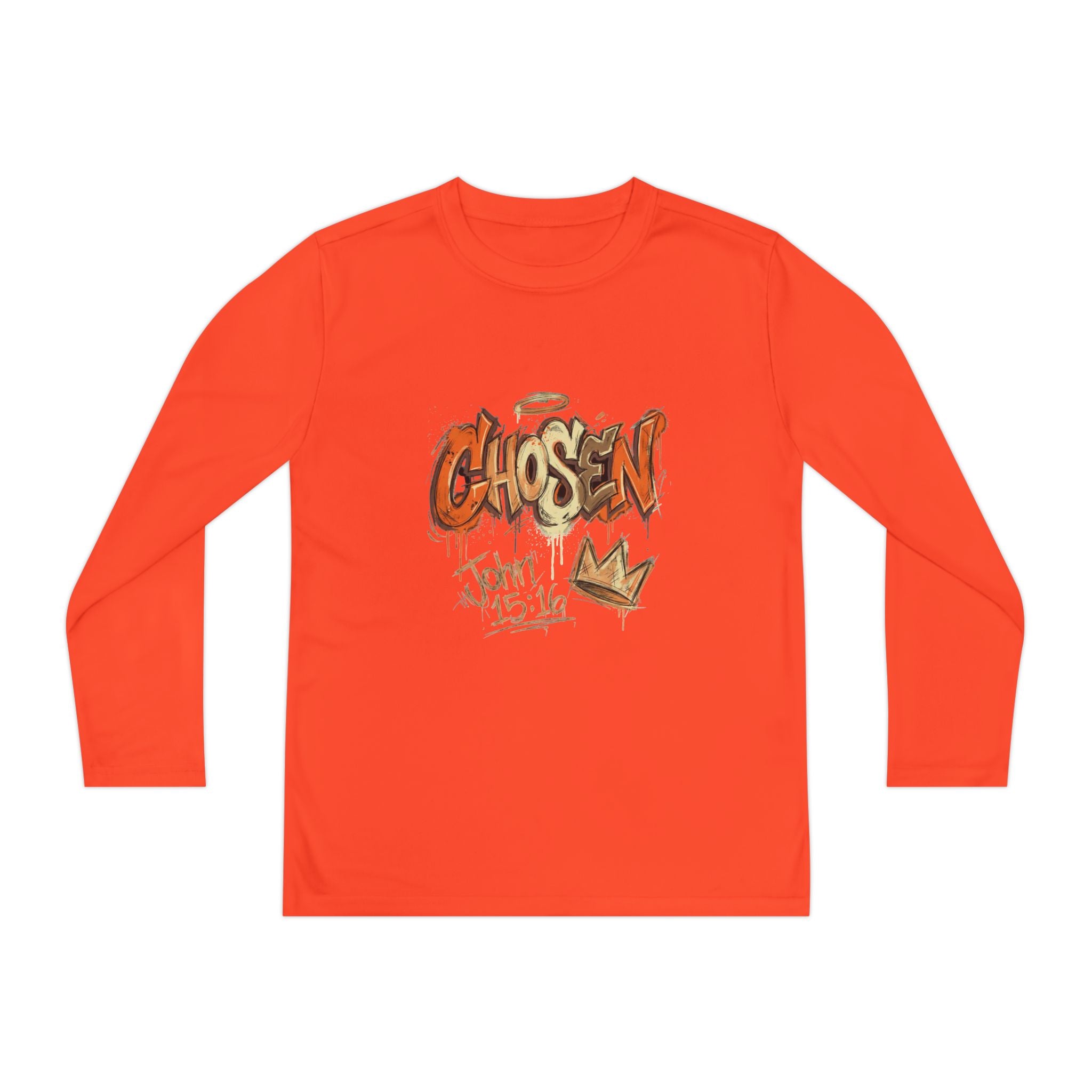 Youth Long Sleeve Tee — "Chosen" Graffiti Christian Shirt (John 15:16)