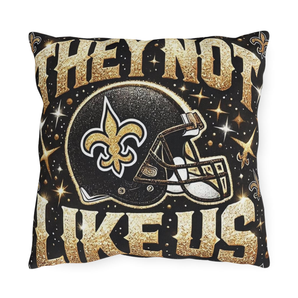 New Orleans Saints Decorative Outdoor Pillow — "They're Not Like Us" Football Helmet Design