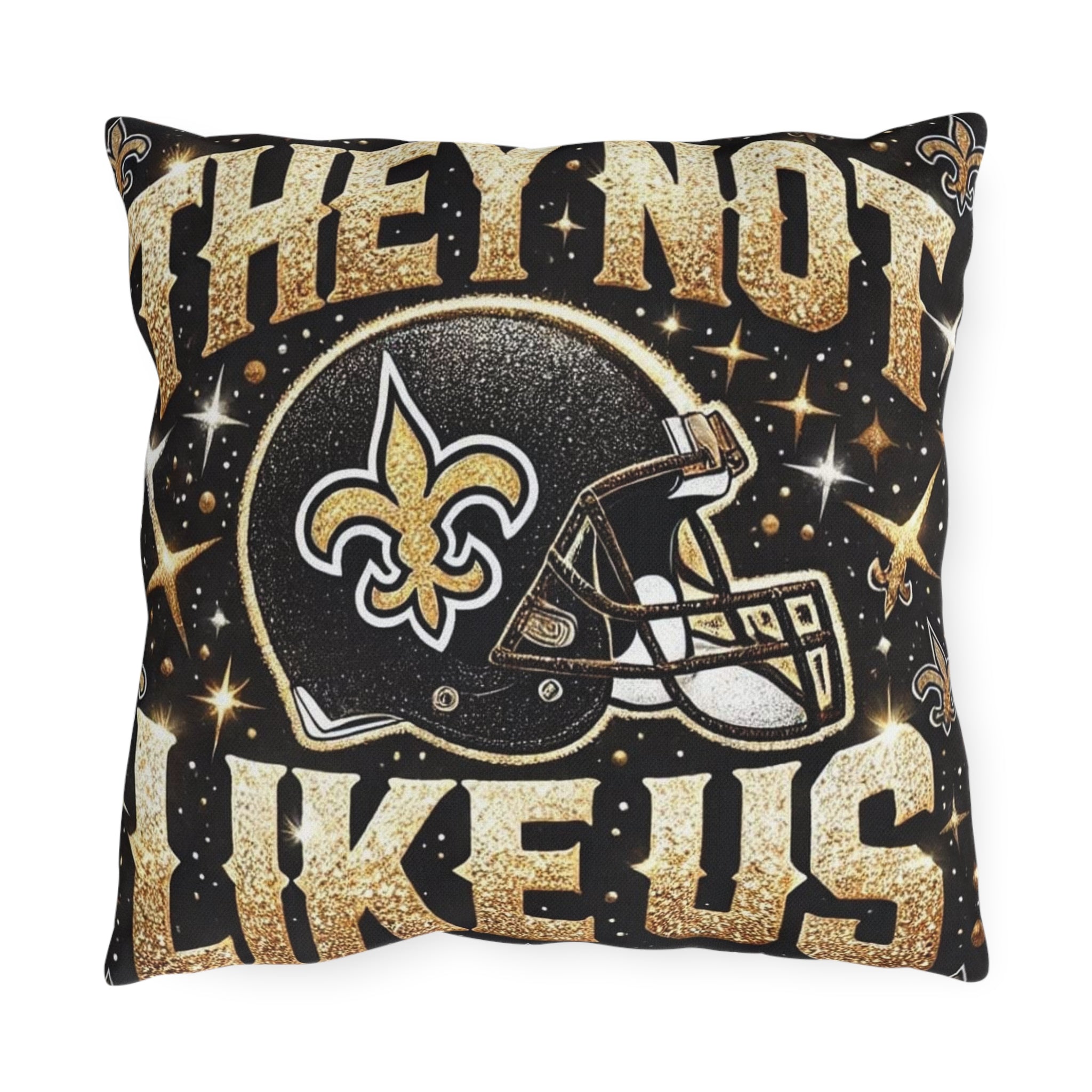 New Orleans Saints Decorative Outdoor Pillow — "They're Not Like Us" Football Helmet Design