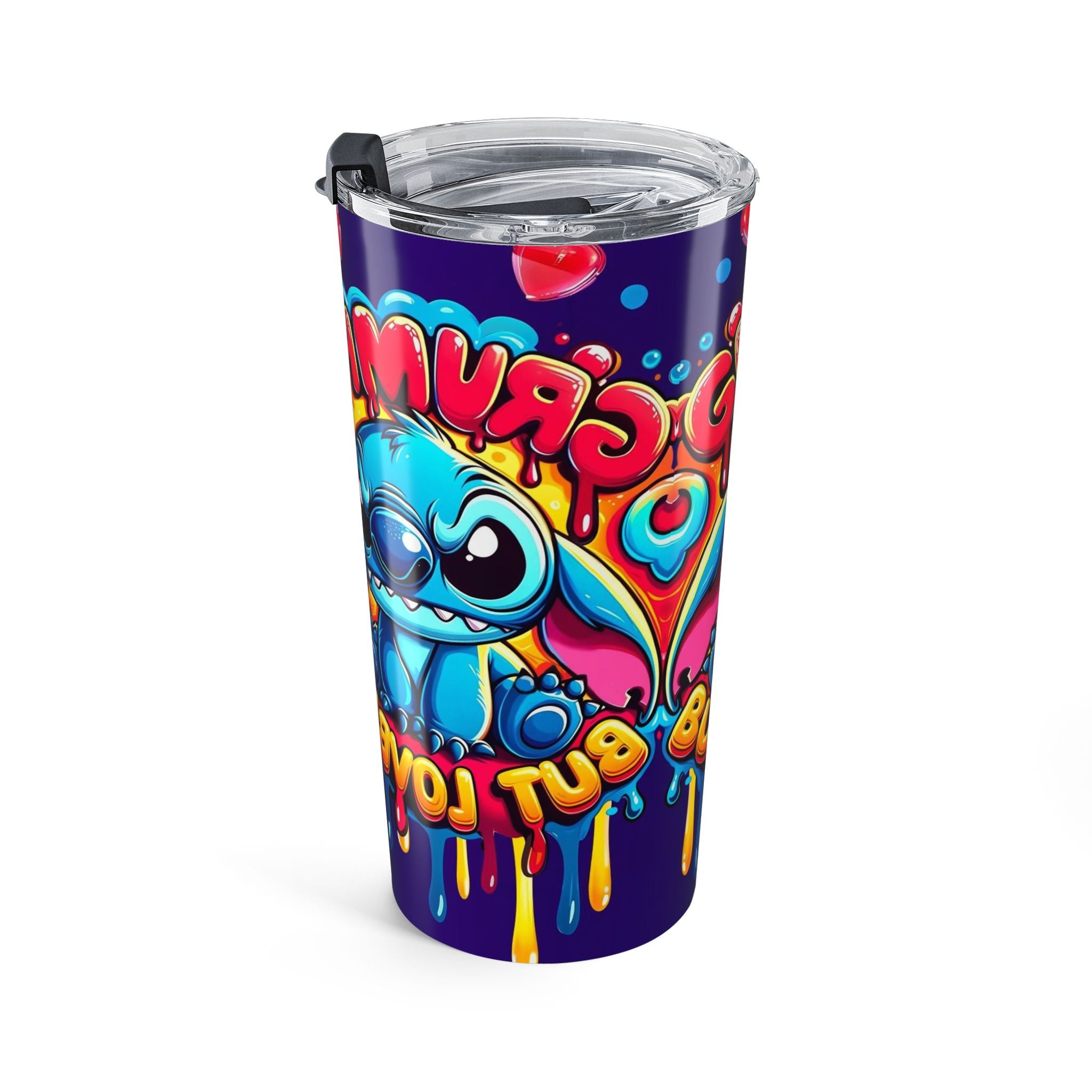 20oz Stitch Tumbler — Colorful Graffiti Heart Design
