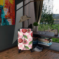 Cherry Logo Carry-On Suitcase – Pink Checker Luggage with Designer-Inspired Cherries