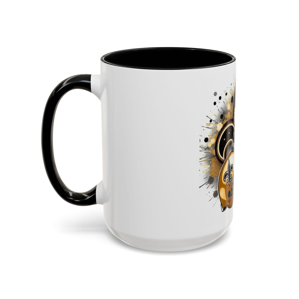 Football Bunny Fan Coffee Mug — Black & Gold Accent 11/15oz