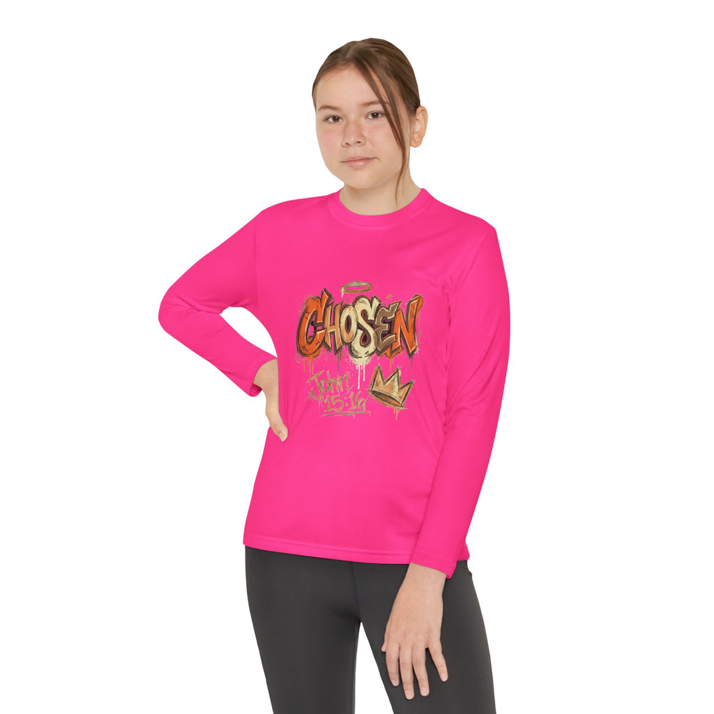 Youth Long Sleeve Tee — "Chosen" Graffiti Christian Shirt (John 15:16)
