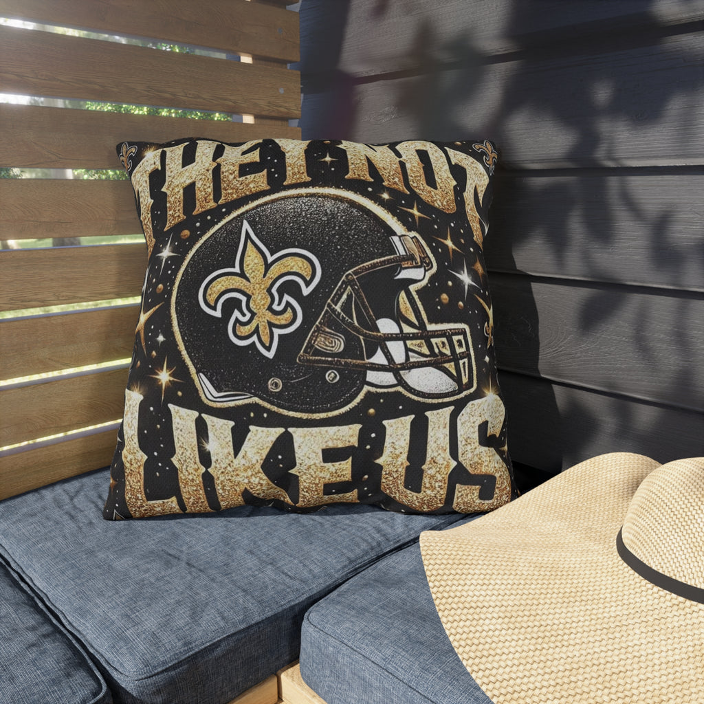 New Orleans Saints Decorative Outdoor Pillow — "They're Not Like Us" Football Helmet Design